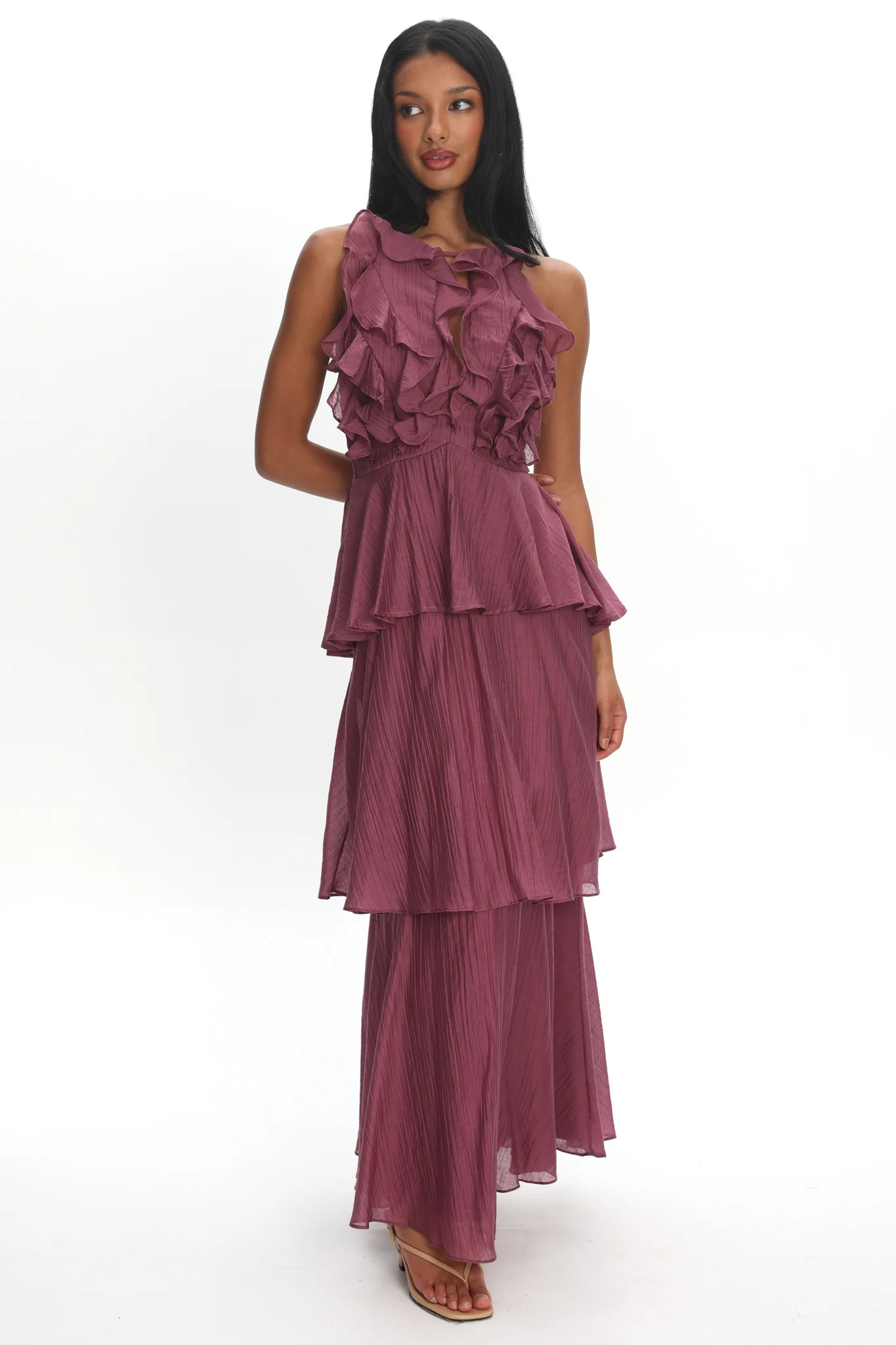 Aurika Tiered Ruffle Maxi Dress Grape - Image 5