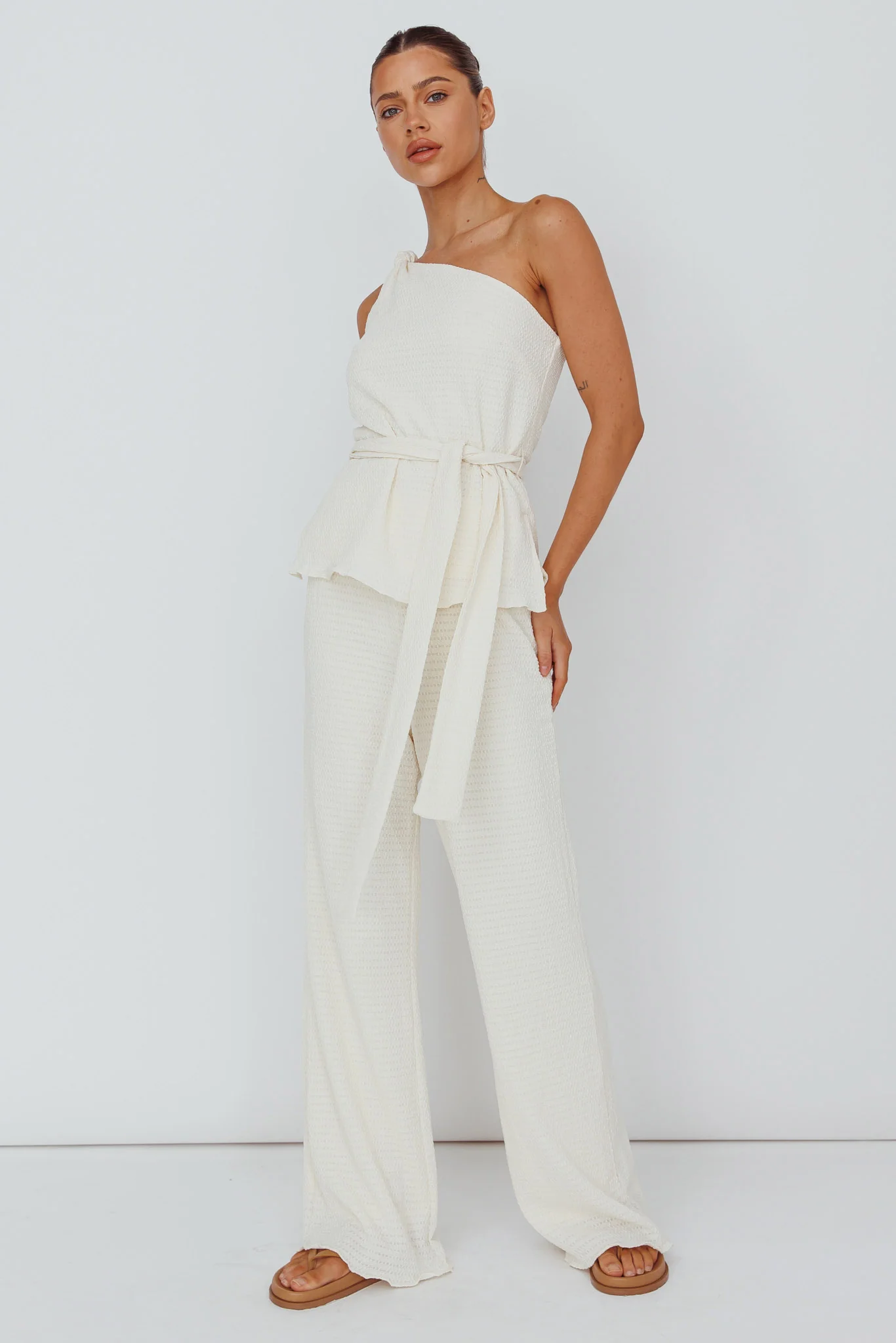 Austin City Textured Pants Cream - Image 3