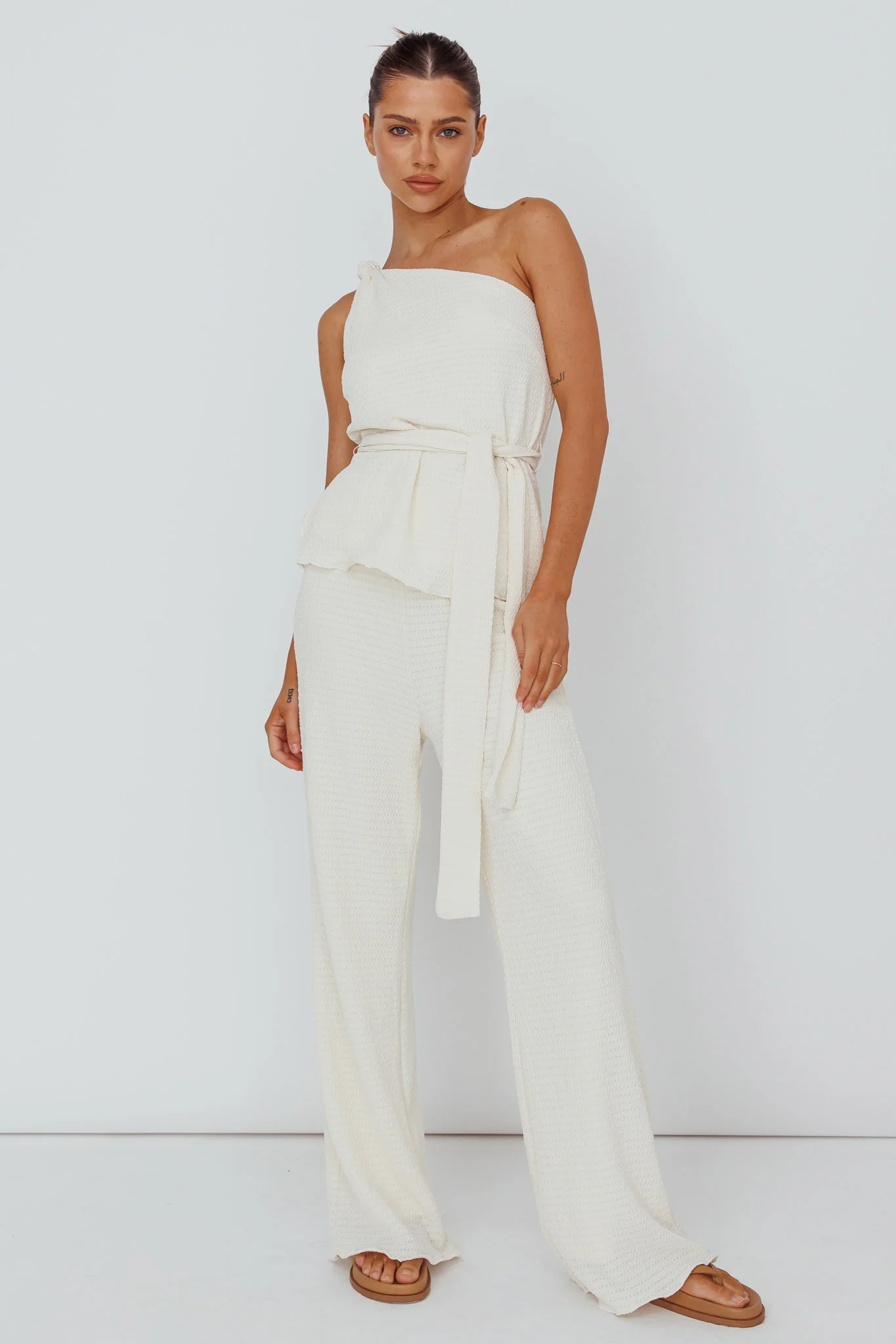 Austin City Textured Pants Cream - Image 5
