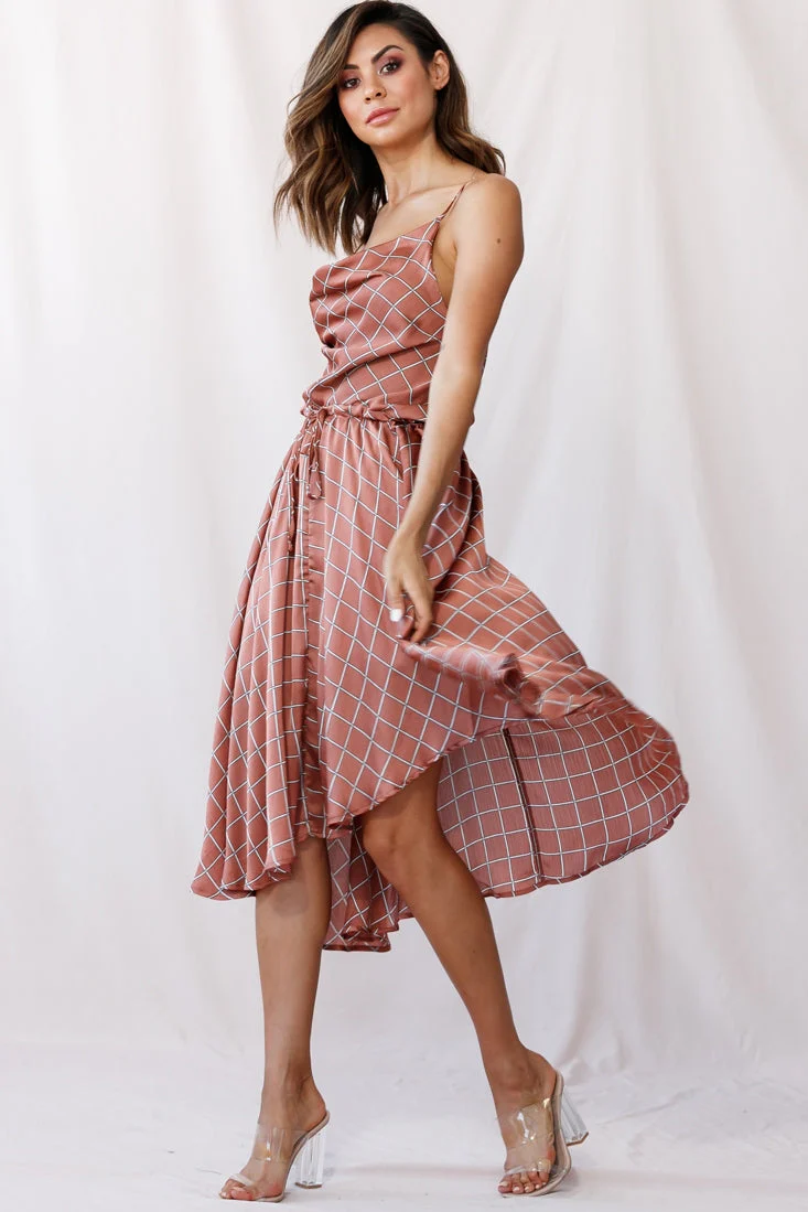 Ava Cowl Neck Drawstring Midi Dress Bronze - Image 3