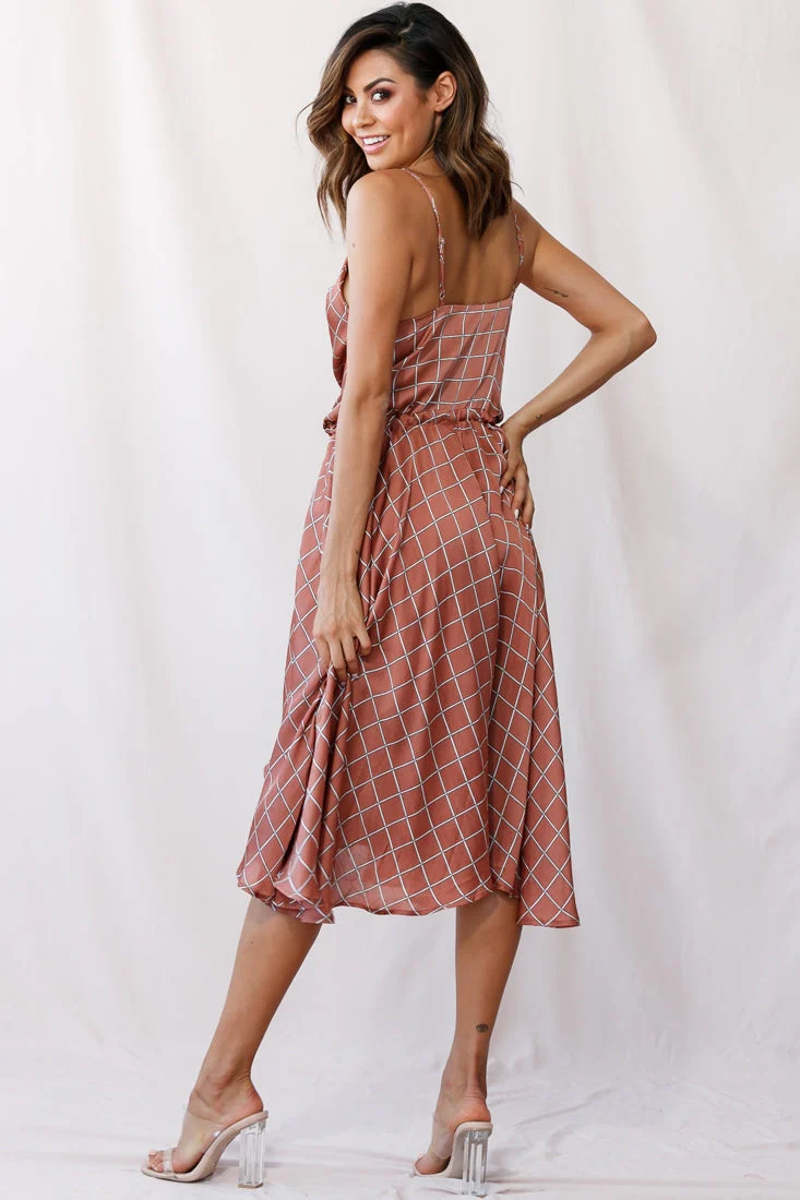 Ava Cowl Neck Drawstring Midi Dress Bronze - Image 4