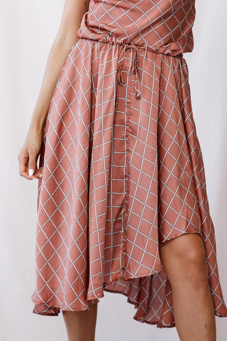 Ava Cowl Neck Drawstring Midi Dress Bronze - Image 5
