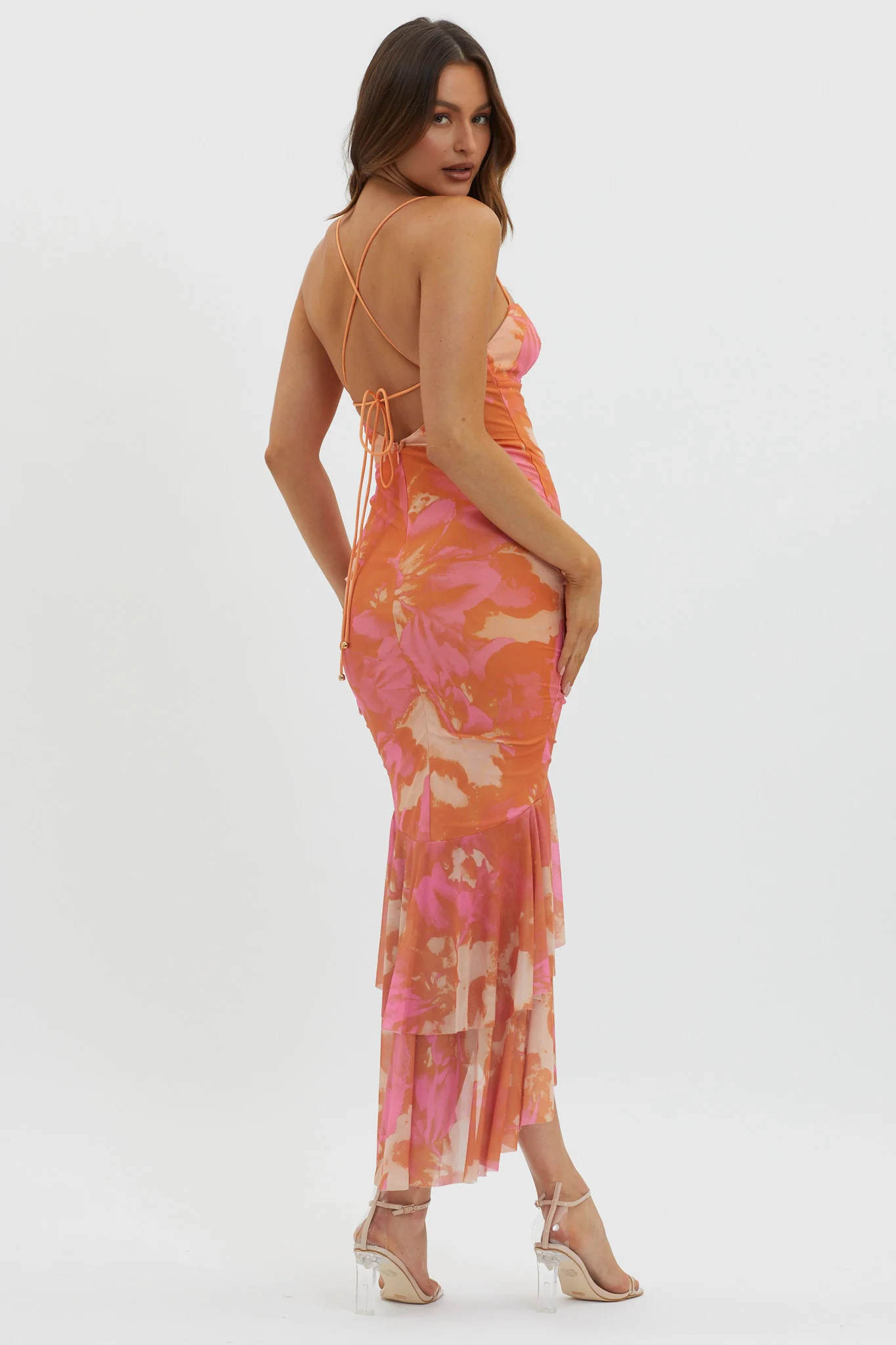 Avalee Layered Hem Mesh Dress Pink - Image 4