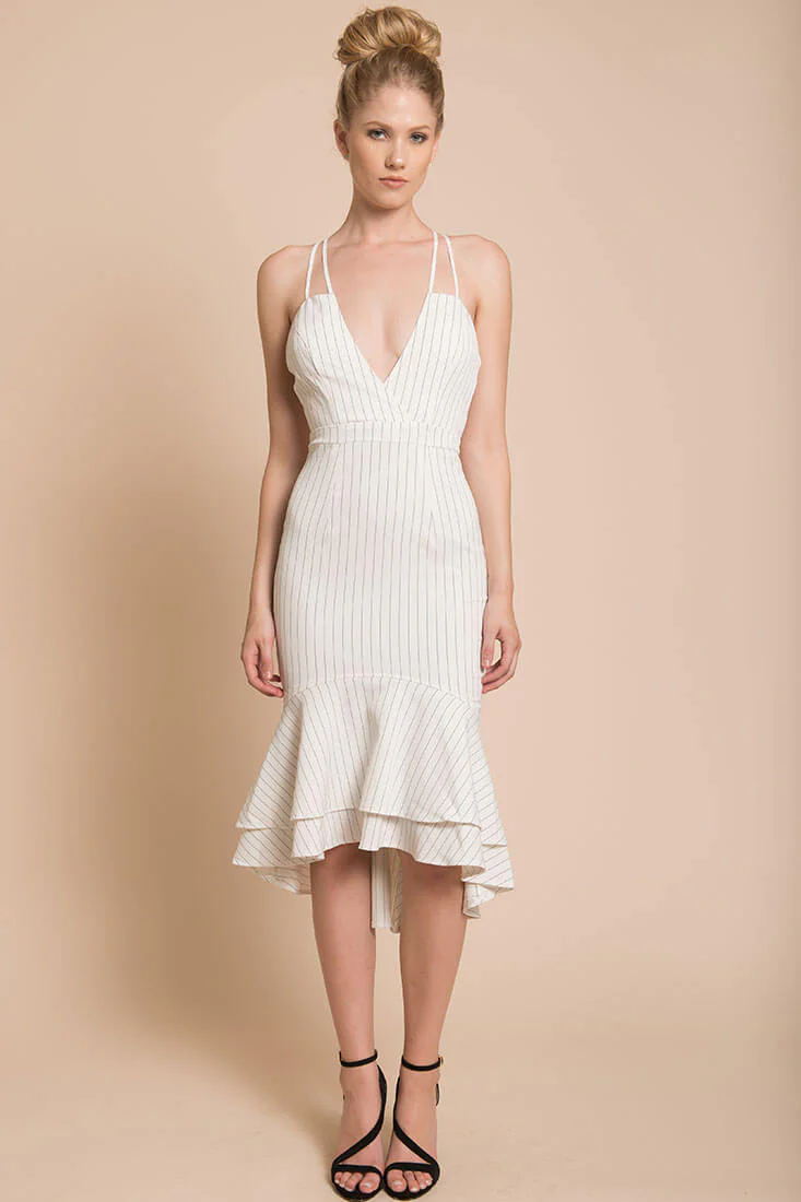 Avery Thin Strap Wedding Guest Dress White - Image 2