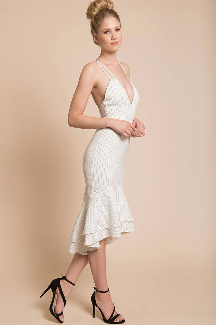 Avery Thin Strap Wedding Guest Dress White - Image 4