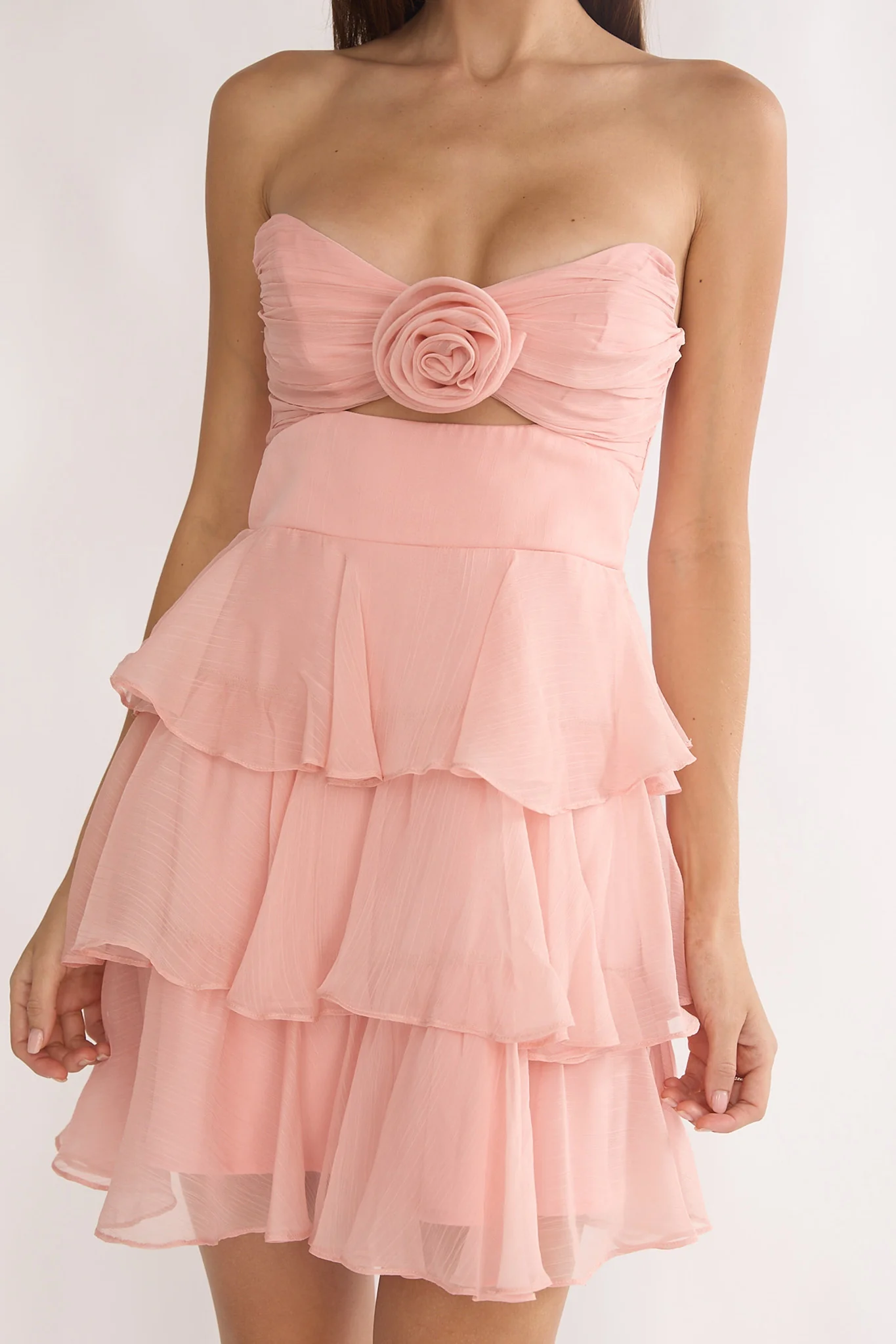 Ayala Strapless Ruffle Mini Dress Pink - Image 3