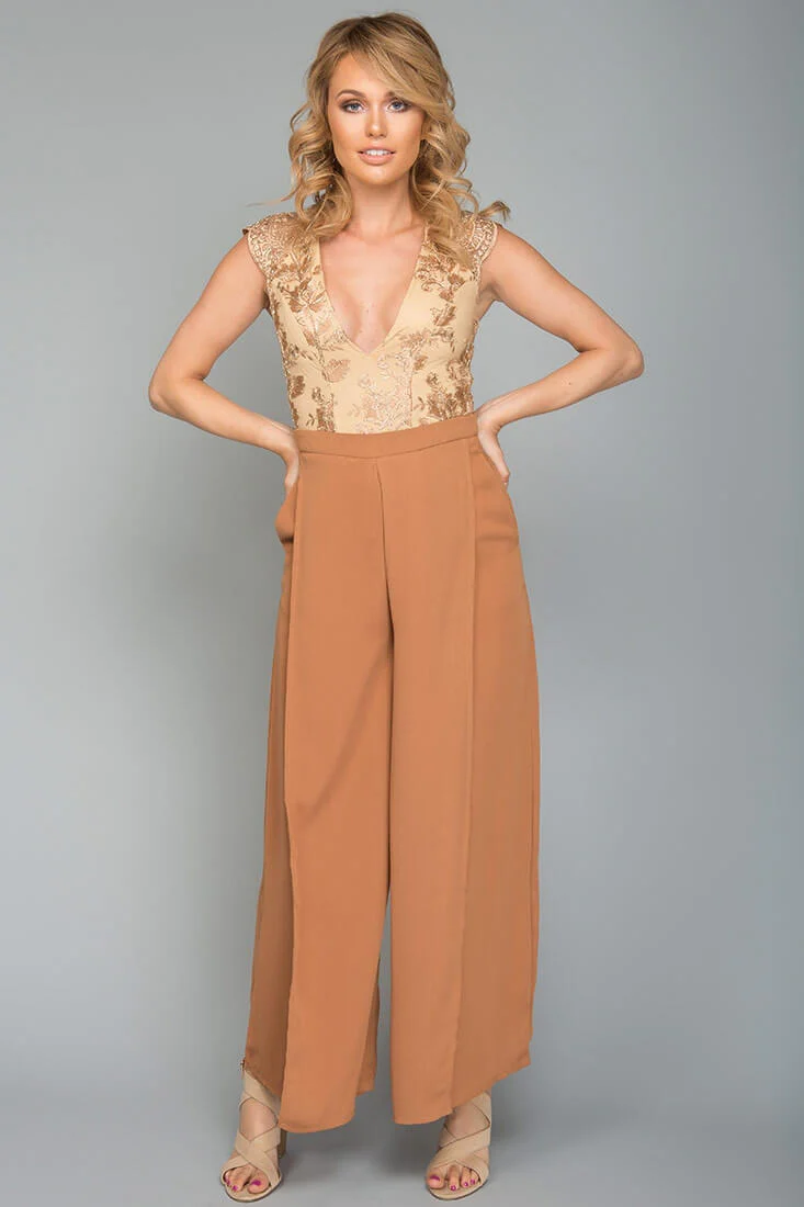 Ayelle Wide Leg Dress Pant Camel - Image 2