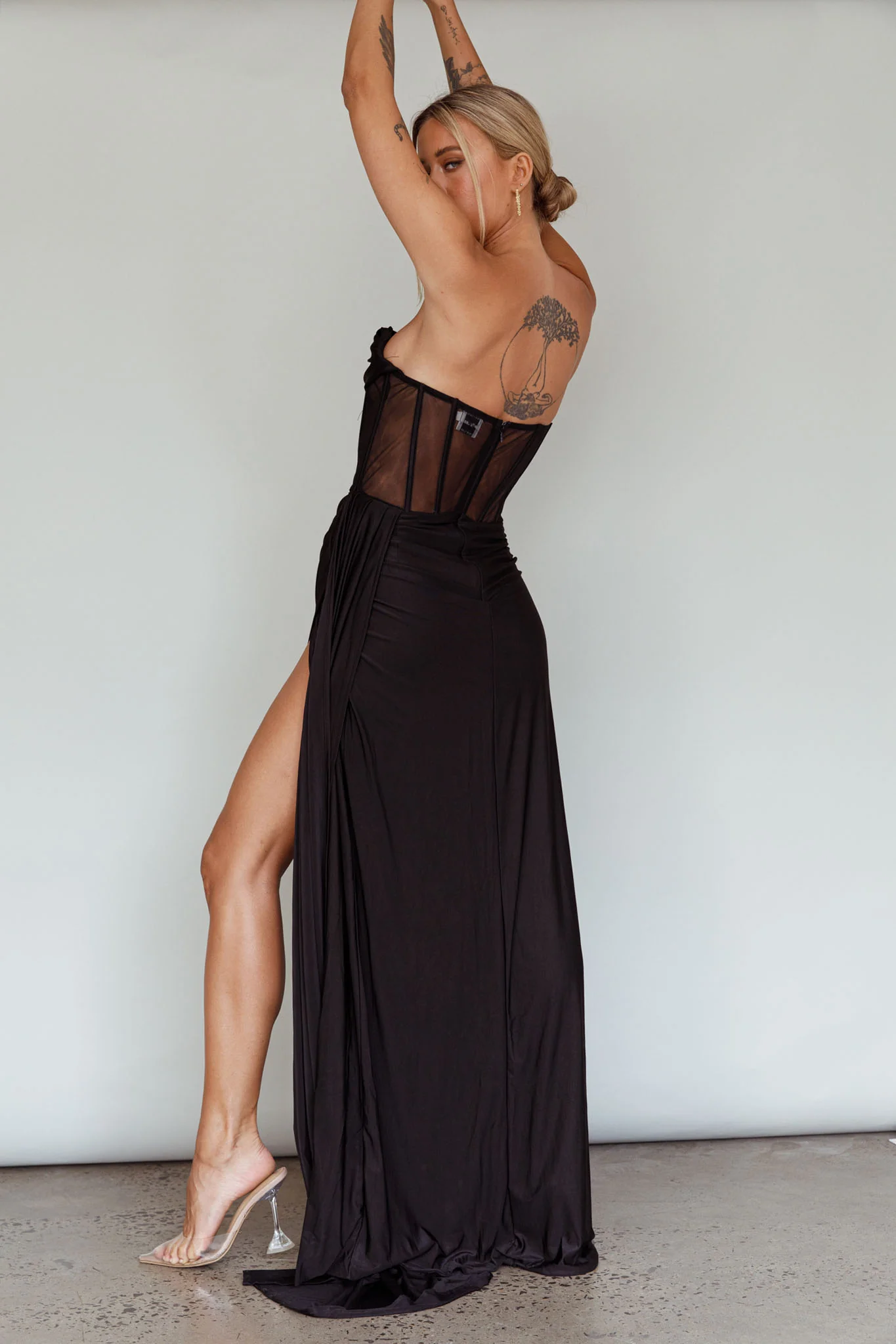 Aysha Strapless Split Maxi Dress Black - Image 2