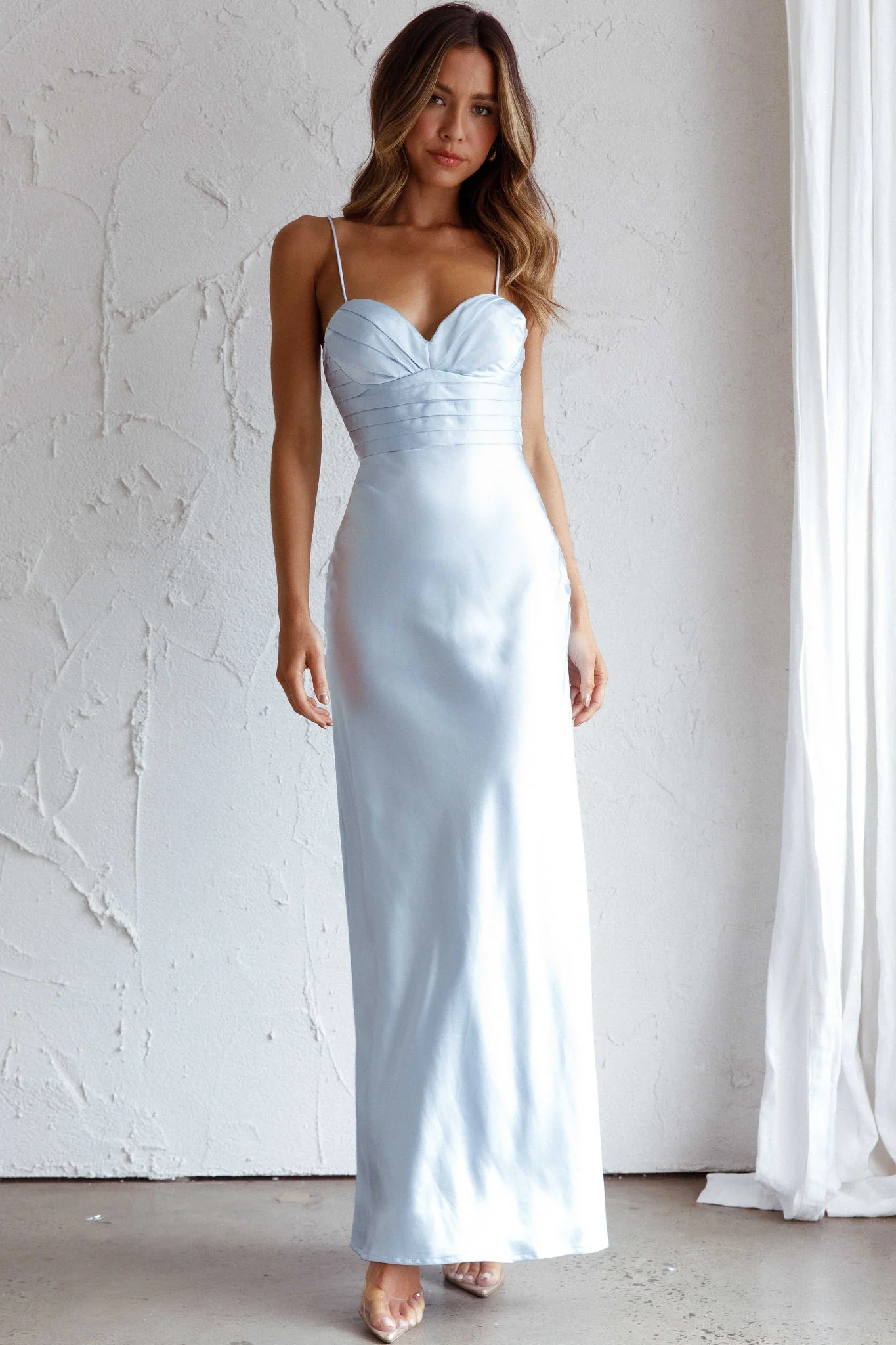 Azara Pintuck Bodice Maxi Dress Steel Blue - Image 6