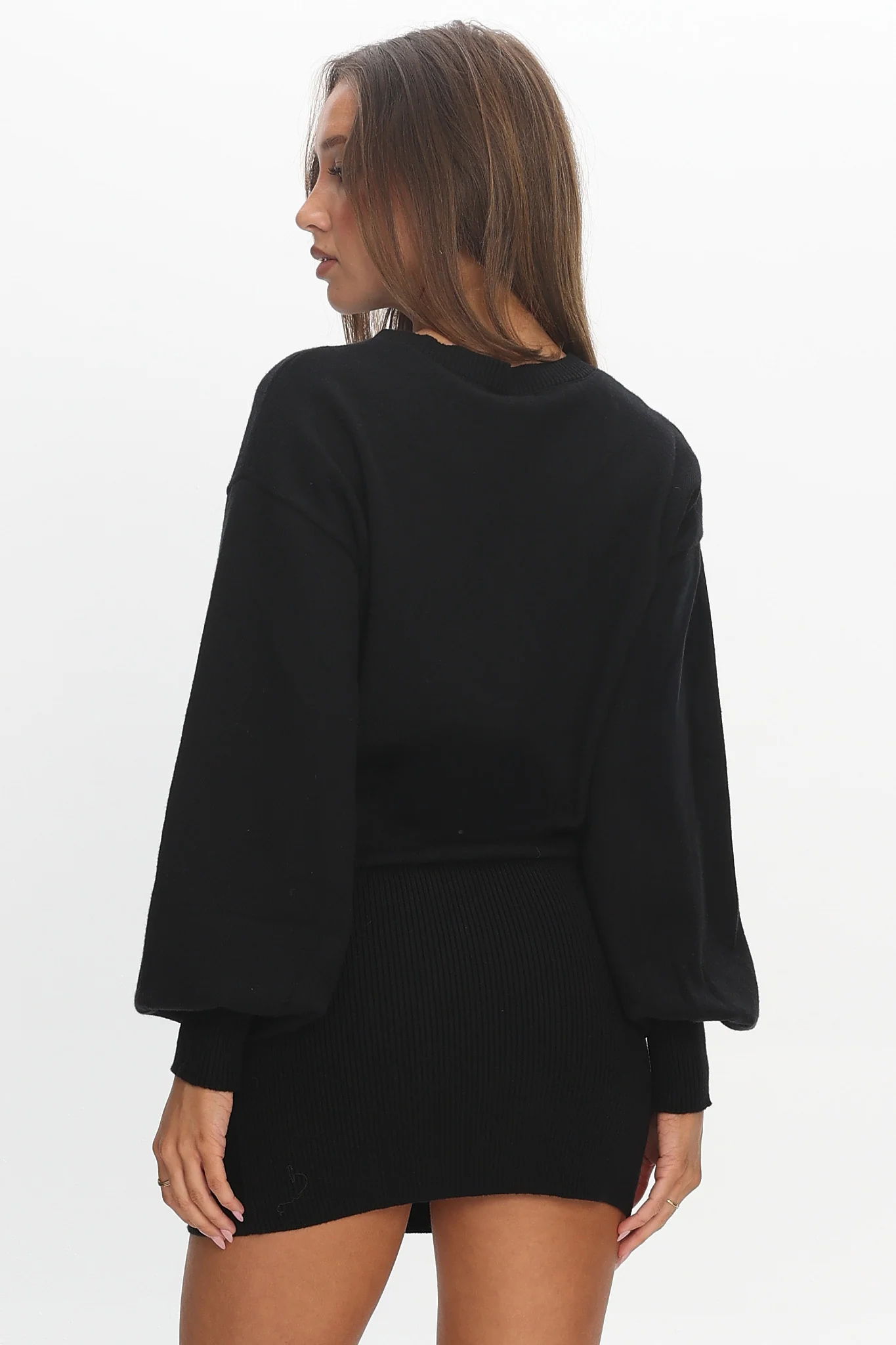 Azari Buttoned Knit Mini Dress Black - Image 3