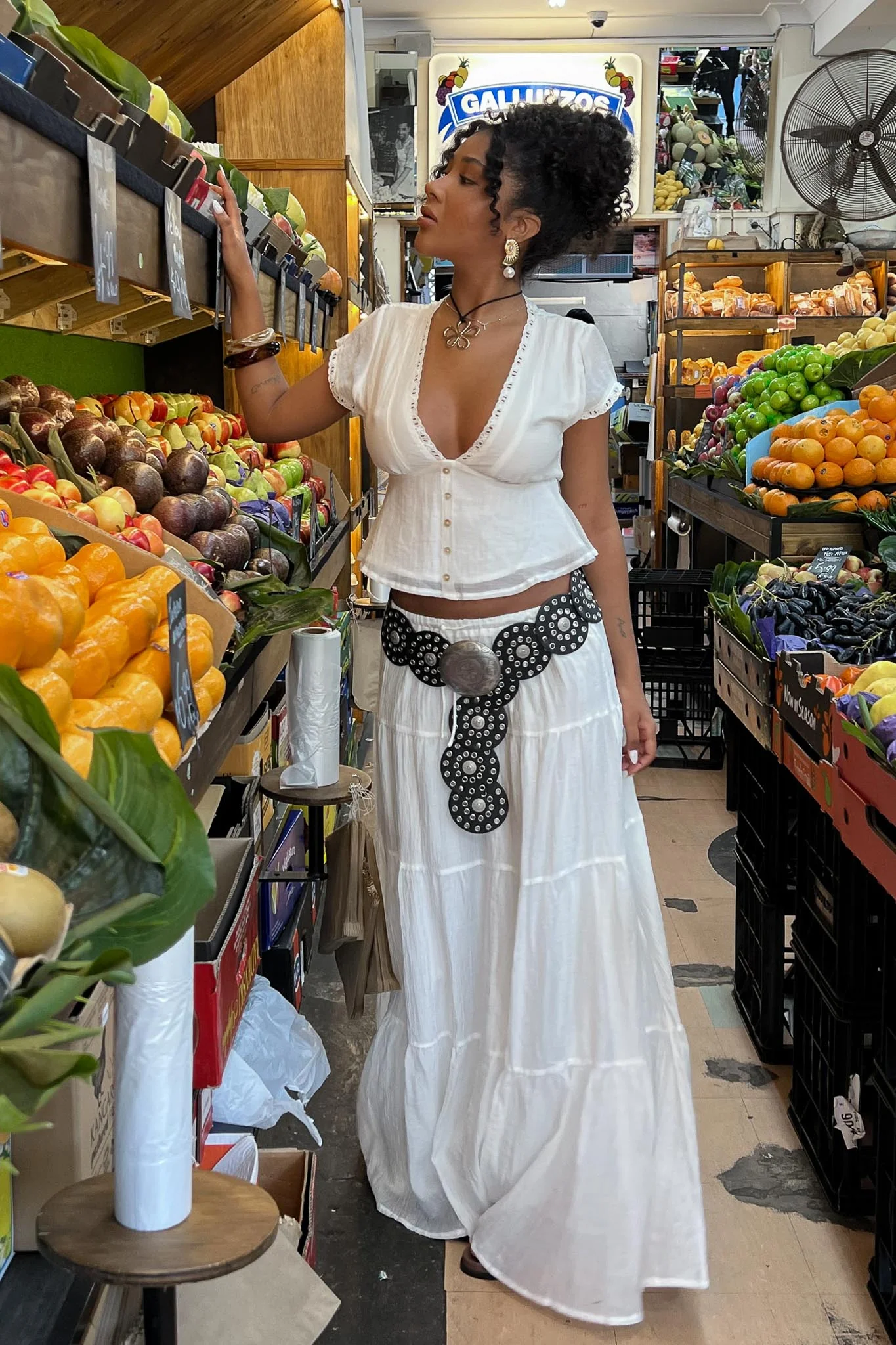 Azura Drawstring Maxi Skirt White - Image 2