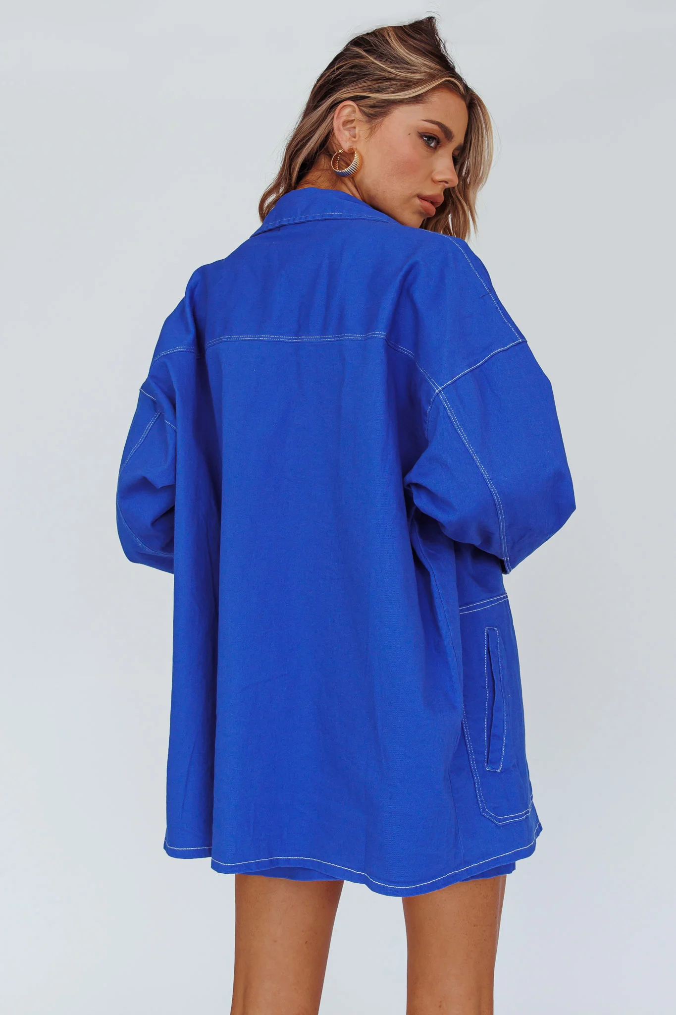 Back Row Oversized Pocket Jacket Blue - Image 2
