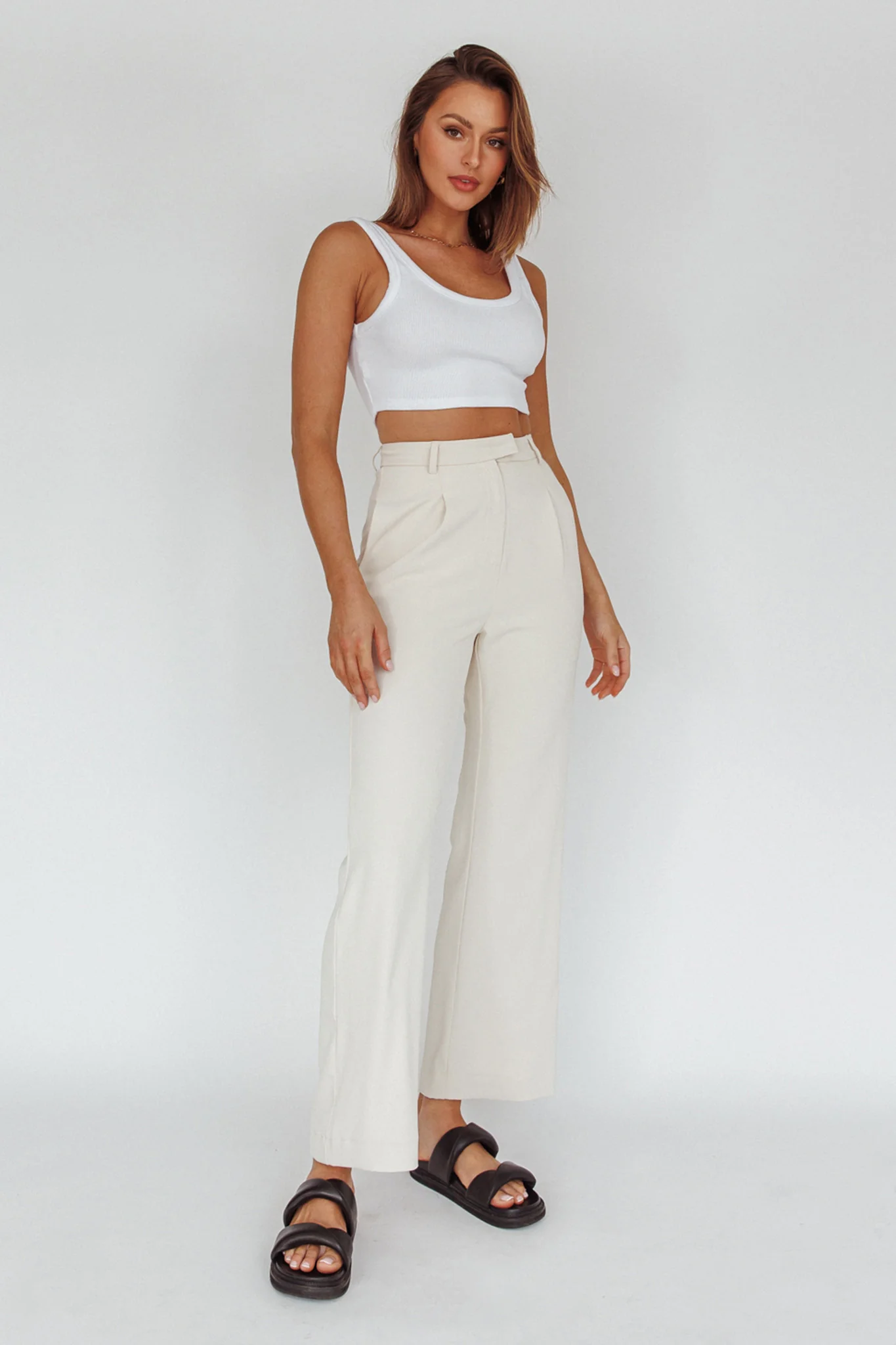 Back To Basics High Waist Pants Stone - Image 3