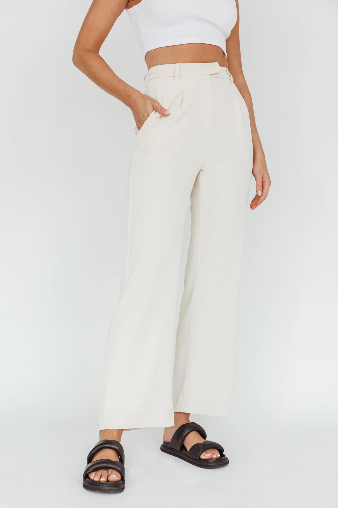 Back To Basics High Waist Pants Stone - Image 4