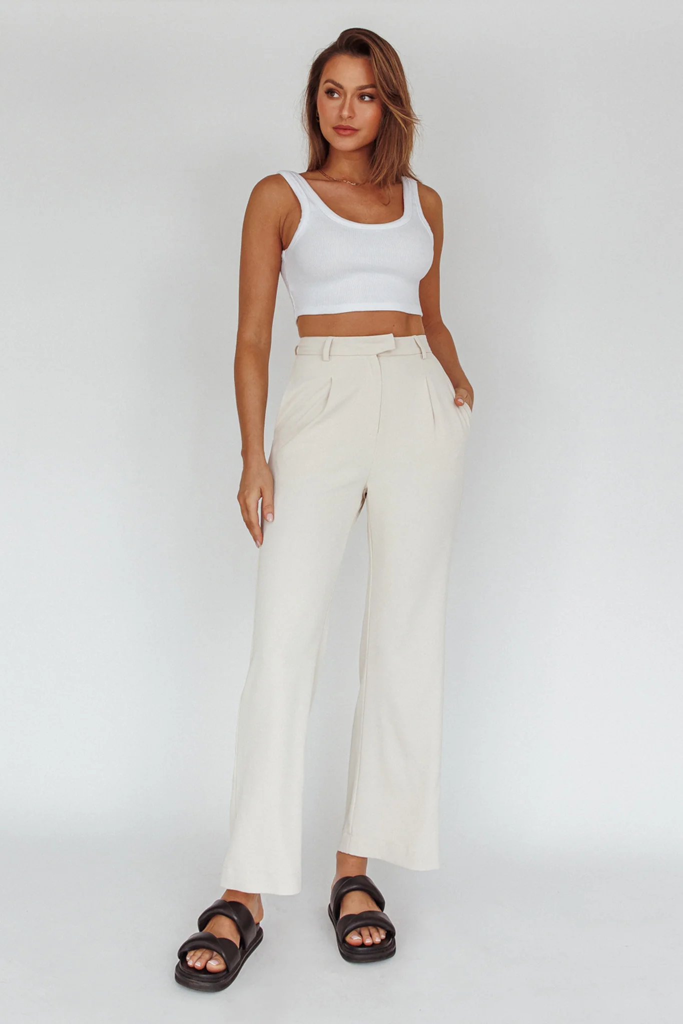 Back To Basics High Waist Pants Stone - Image 5