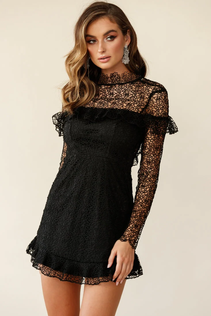 Banks Open Back Lace Overlay Dress Black - Image 4