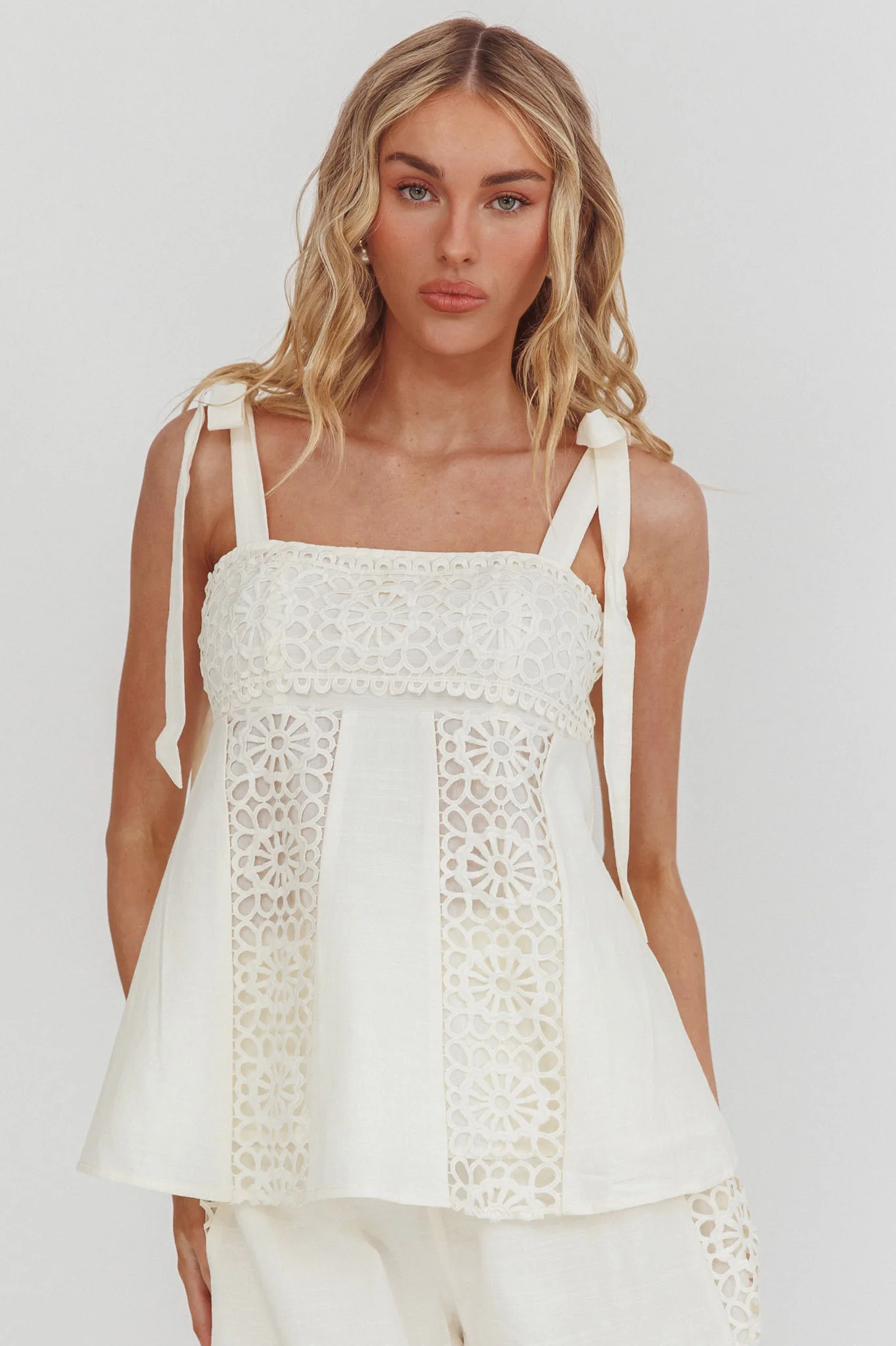 Baybreeze Tied Shoulder Top White