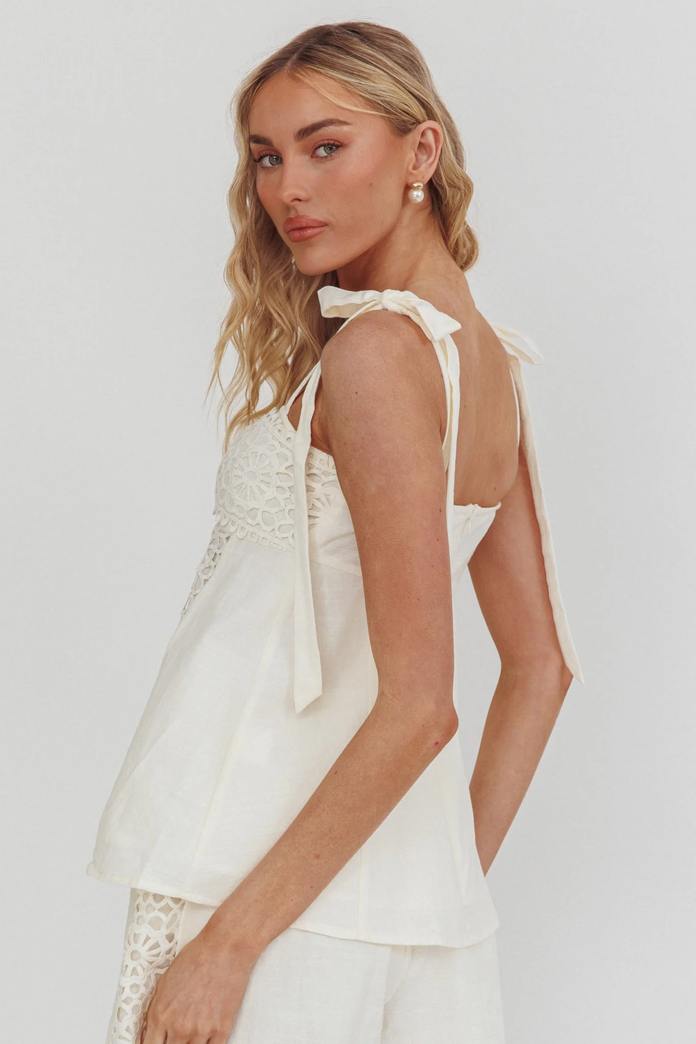 Baybreeze Tied Shoulder Top White - Image 2