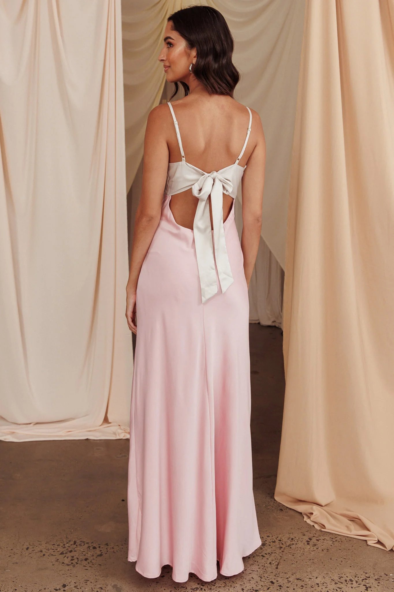 Bayleigh Low Bow Tie Back Dress Pink - Image 2
