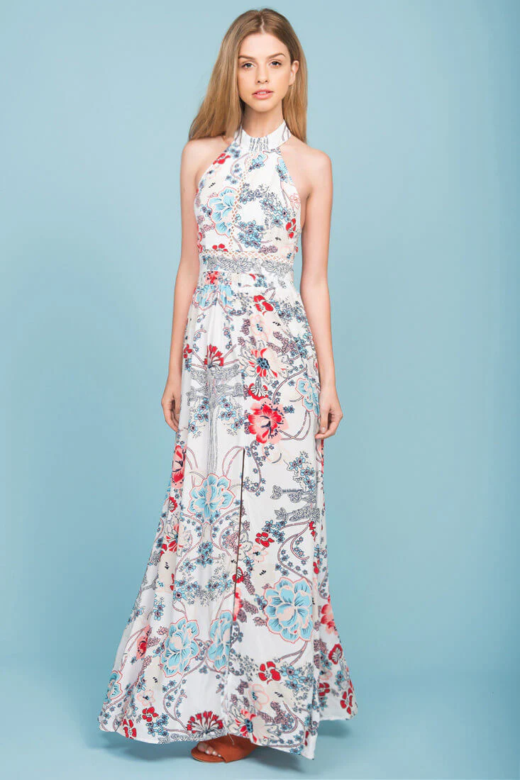 Baylor Floral Maxi Dress White - Image 4
