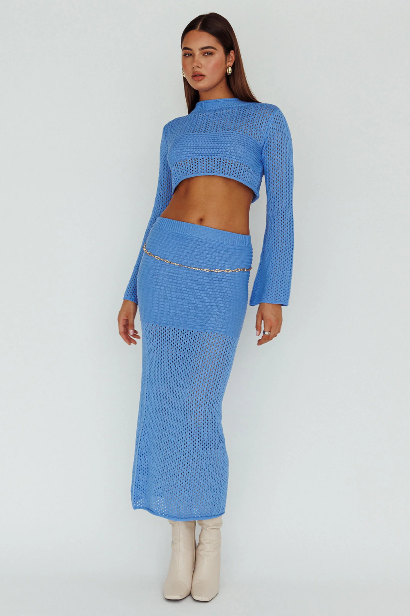 Bayside Crochet Midi Skirt Ocean - Image 3