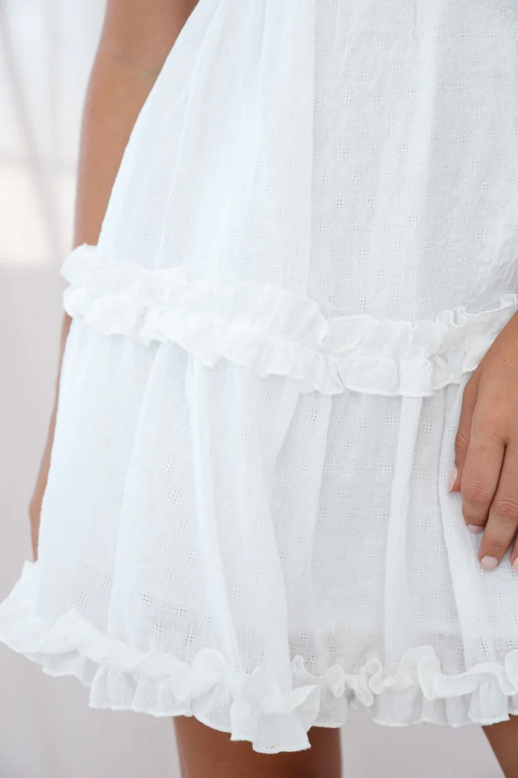 Be Mine Ruffle Strap Tie-Knot Dress White - Image 4