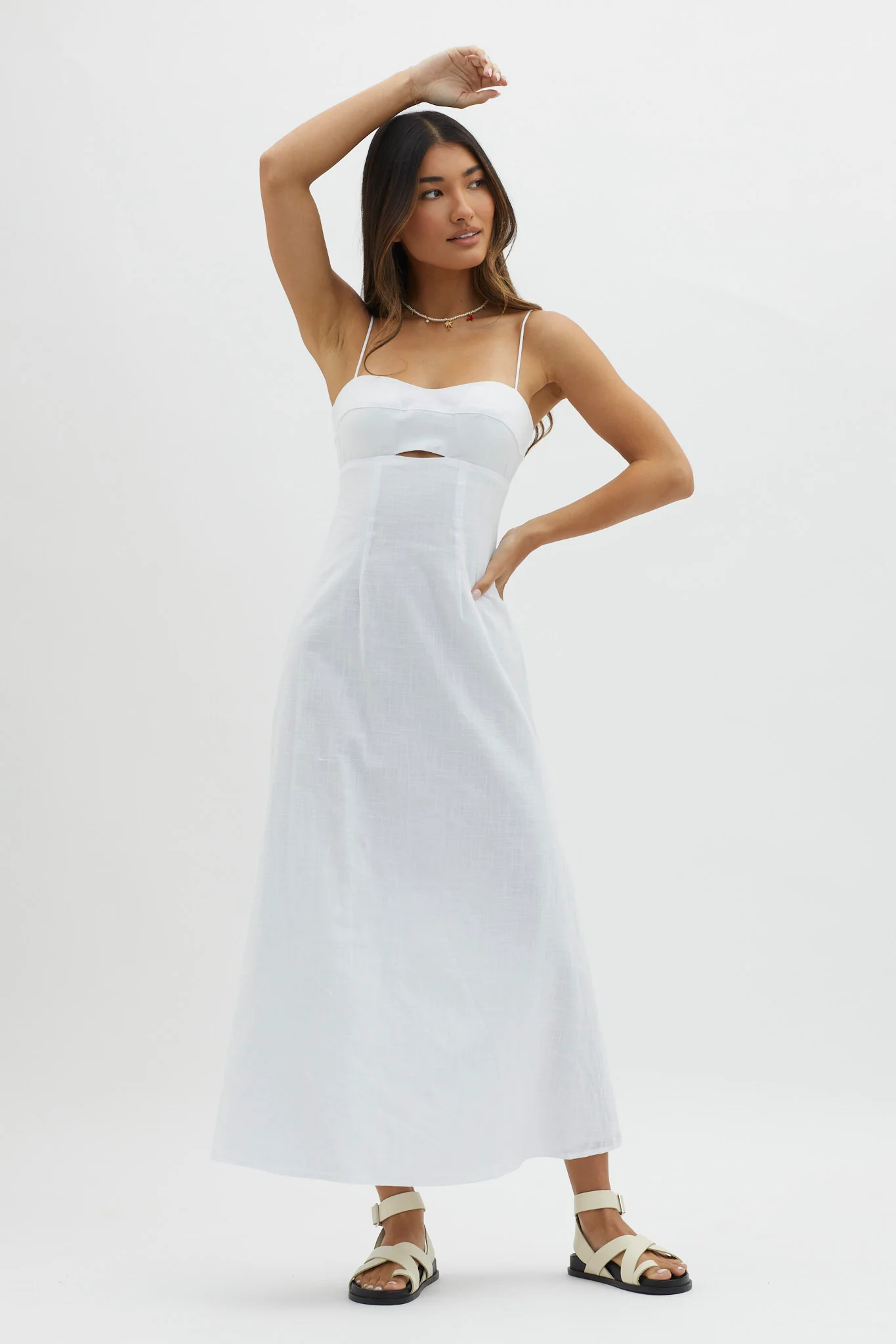 Be Yourself Keyhole Bust Maxi Dress White - Image 4