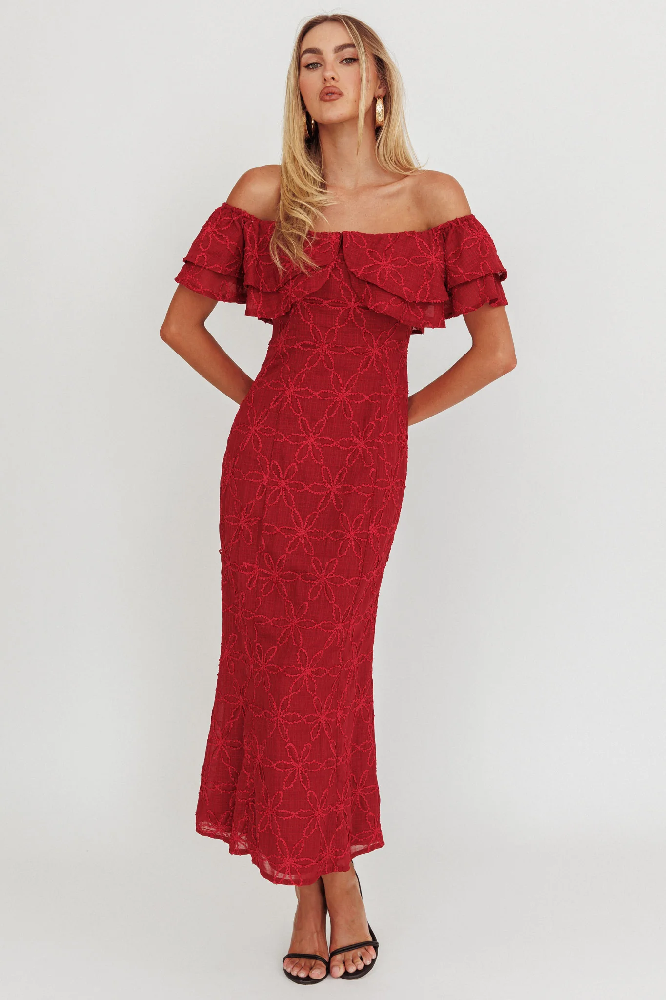 Beauty Within Off-Shoulder Maxi Dress Wine - Image 3