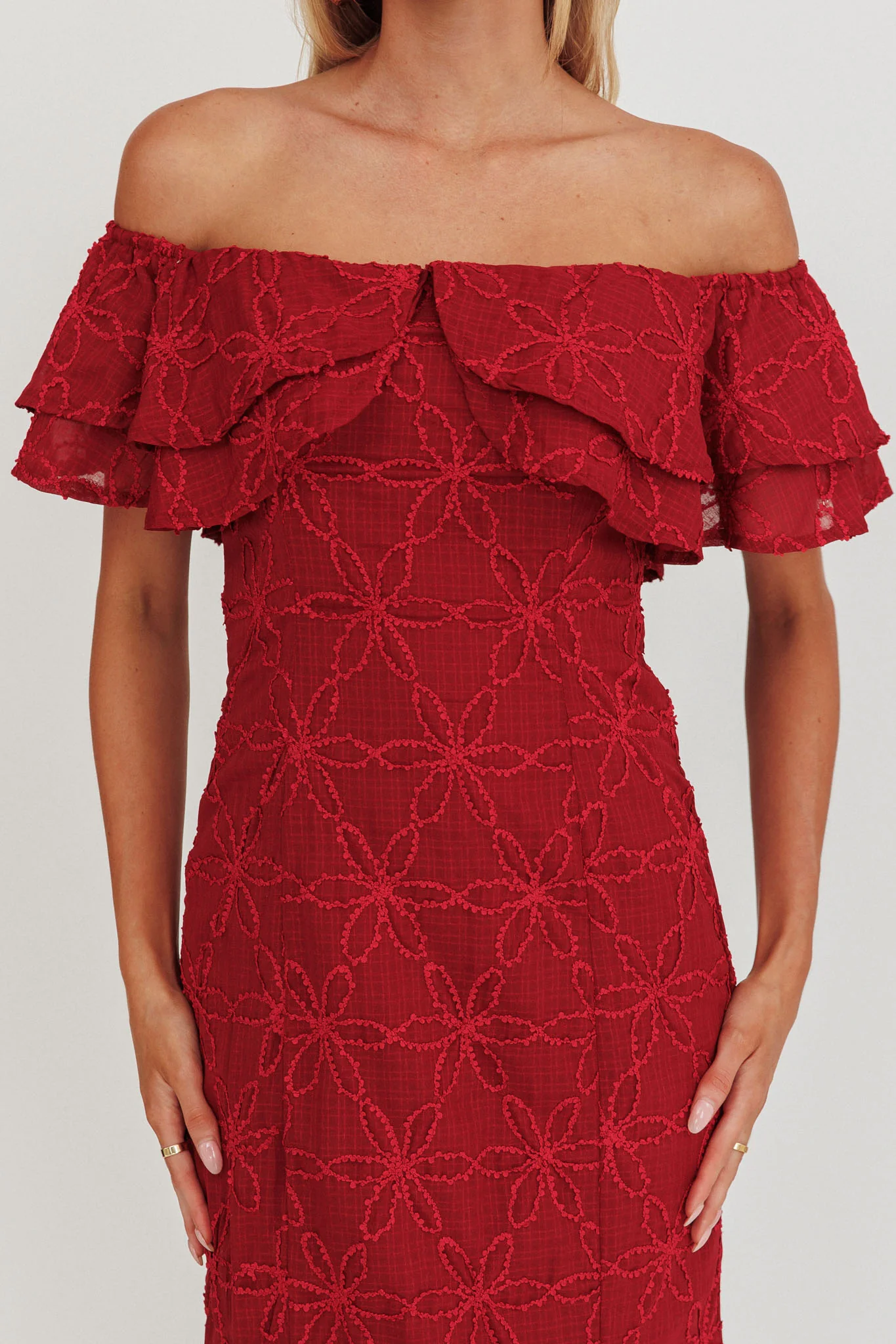 Beauty Within Off-Shoulder Maxi Dress Wine - Image 4