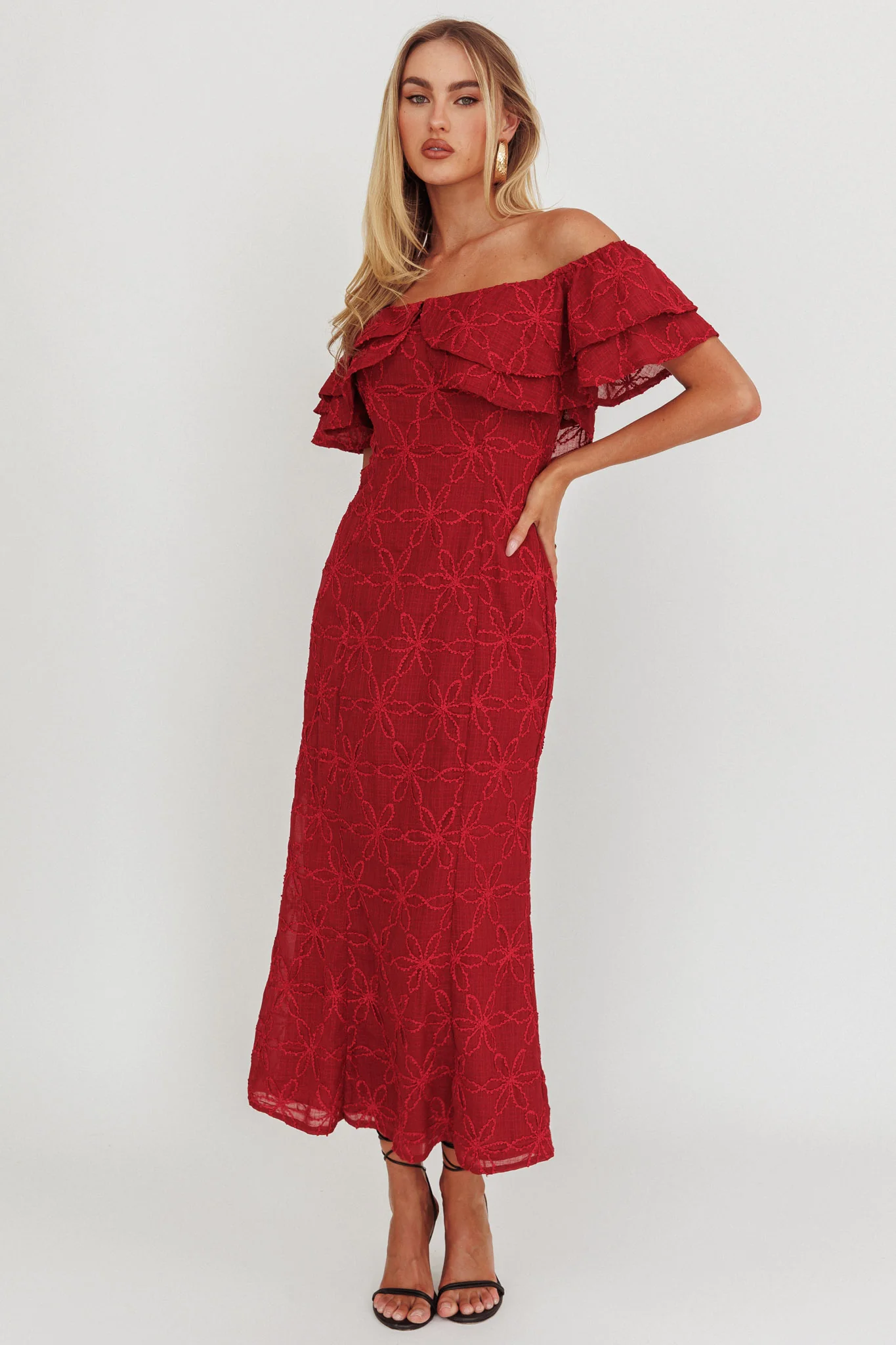 Beauty Within Off-Shoulder Maxi Dress Wine - Image 5