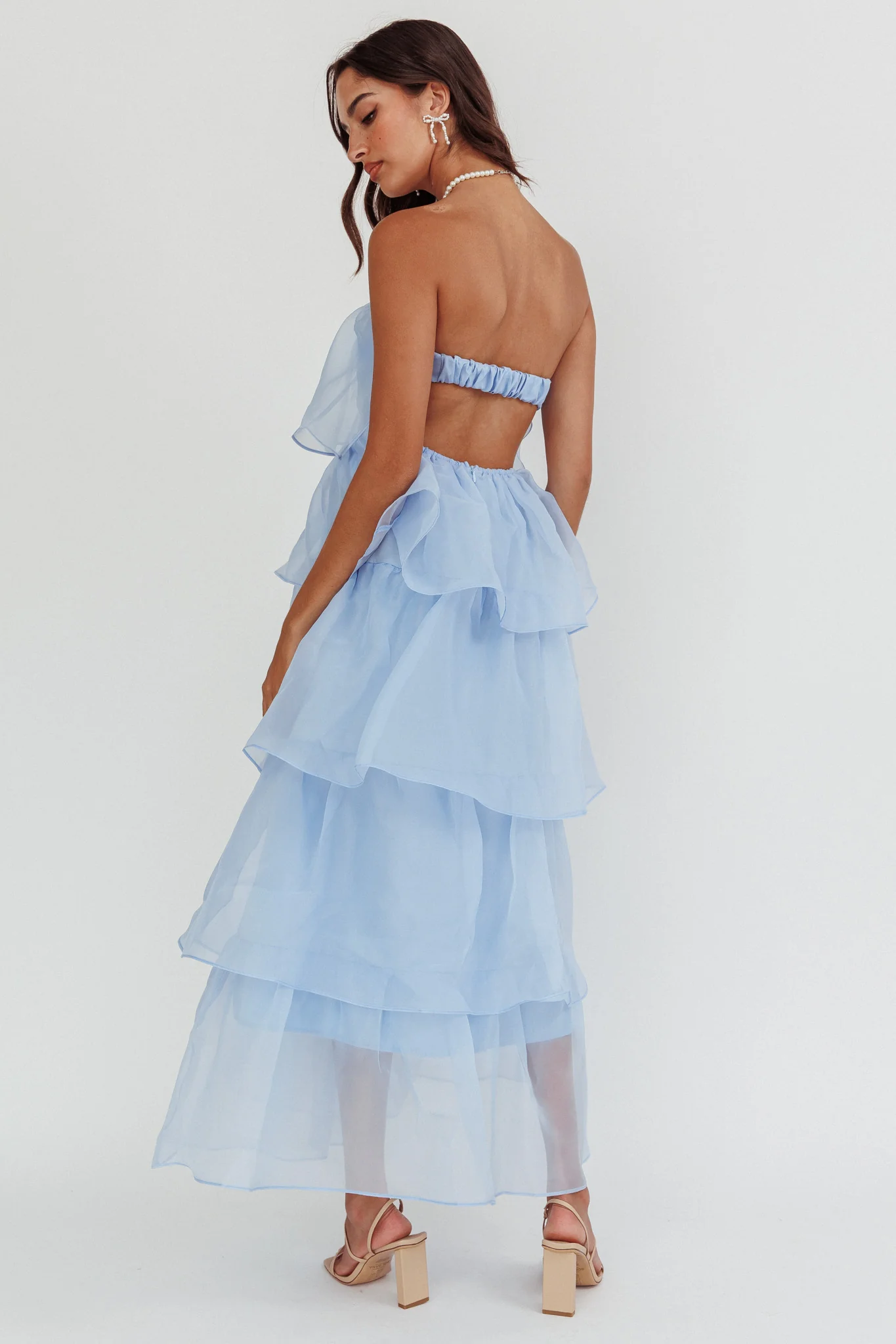 Behati Tiered Layer Midi Dress Blue - Image 3