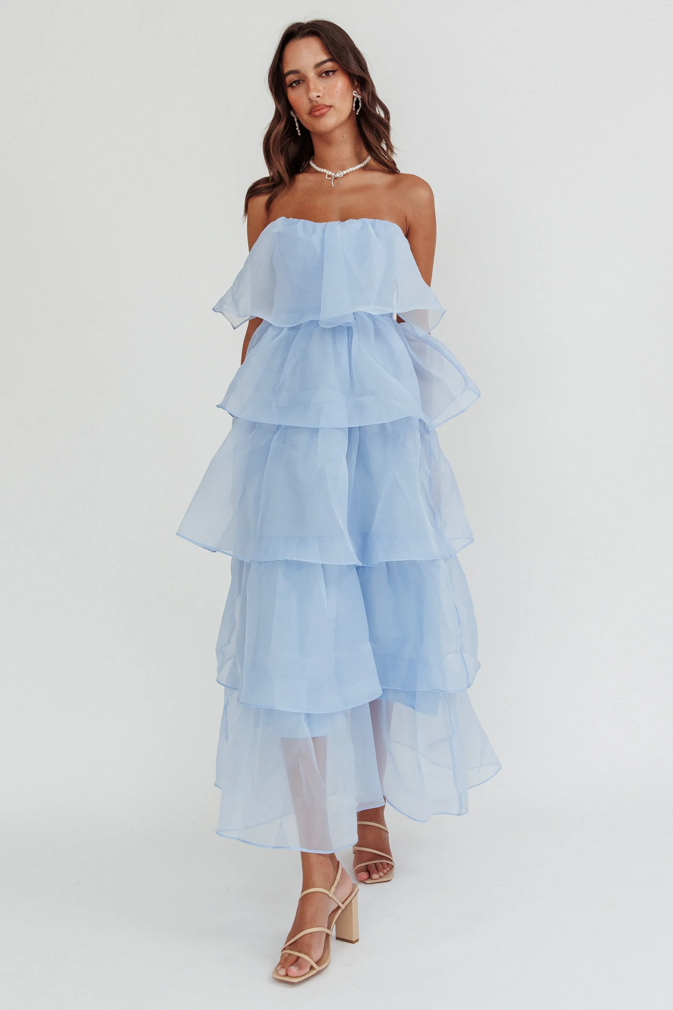Behati Tiered Layer Midi Dress Blue - Image 6