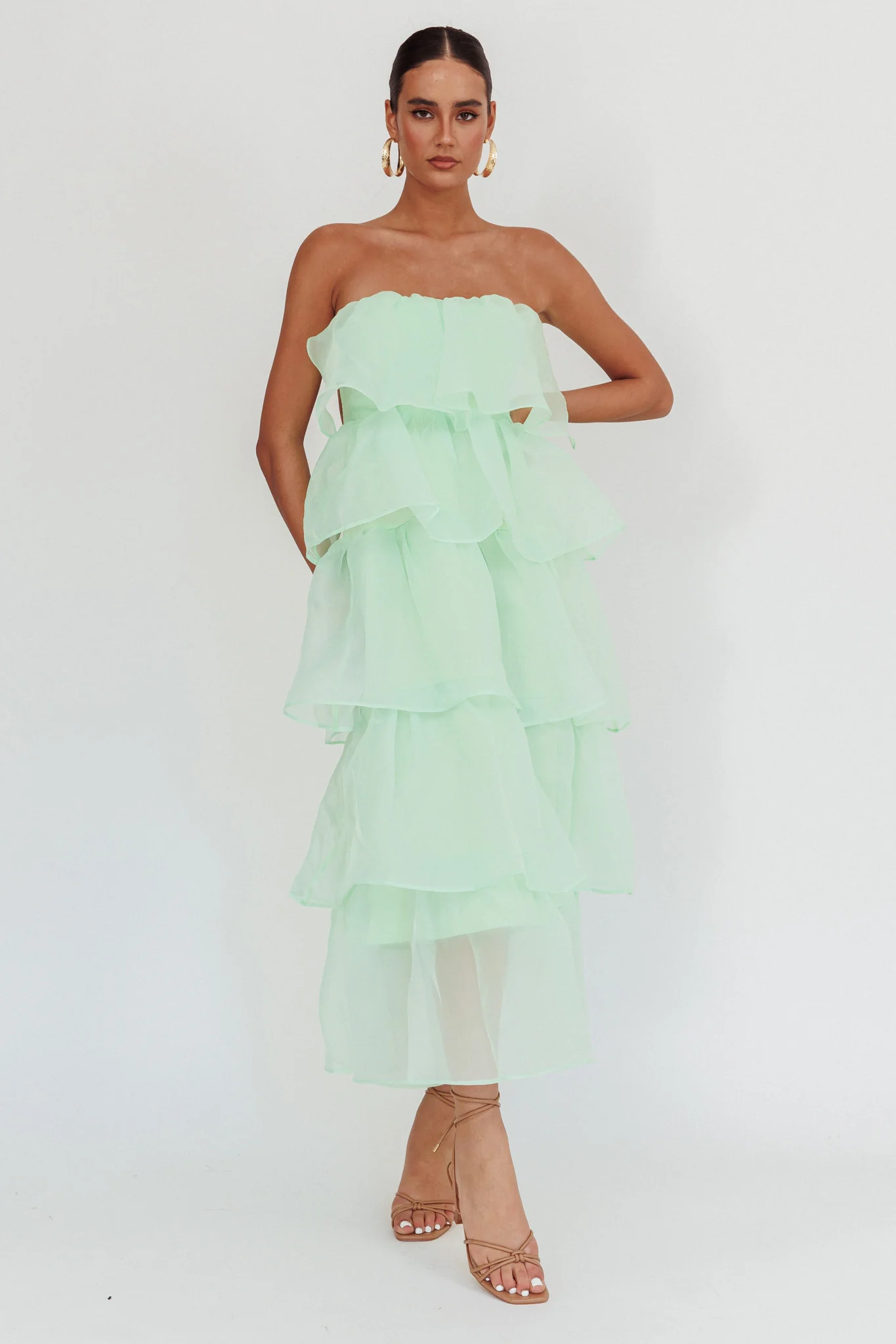 Behati Tiered Layer Midi Dress Mint - Image 4