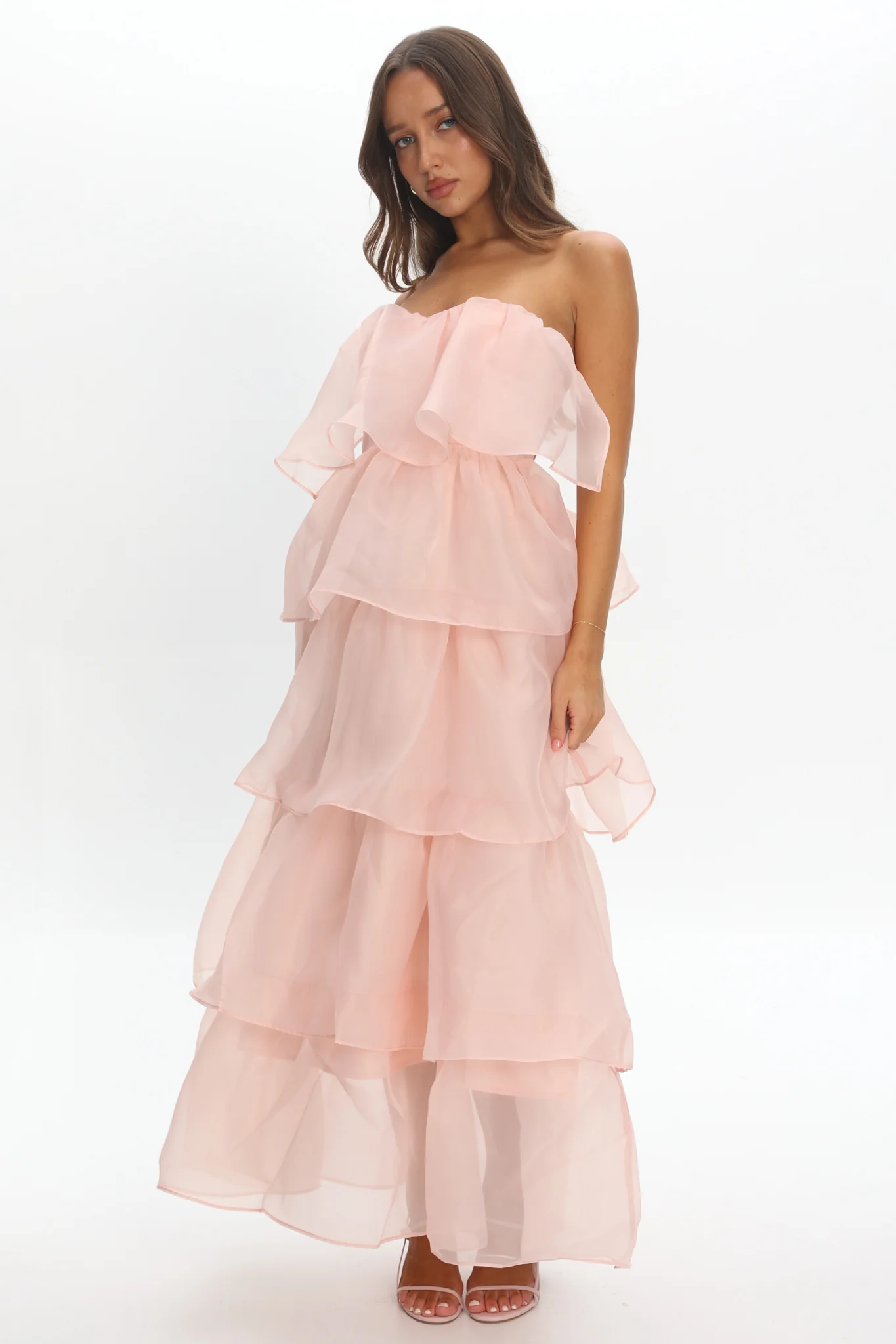 Behati Tiered Layer Midi Dress Pink - Image 5