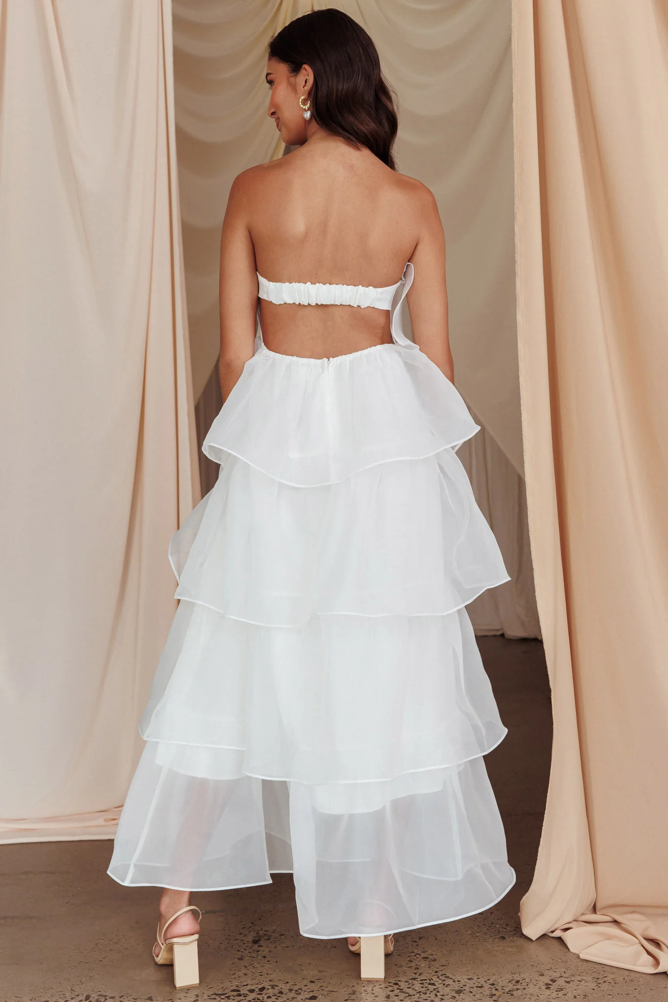 Behati Tiered Layer Midi Dress White - Image 3