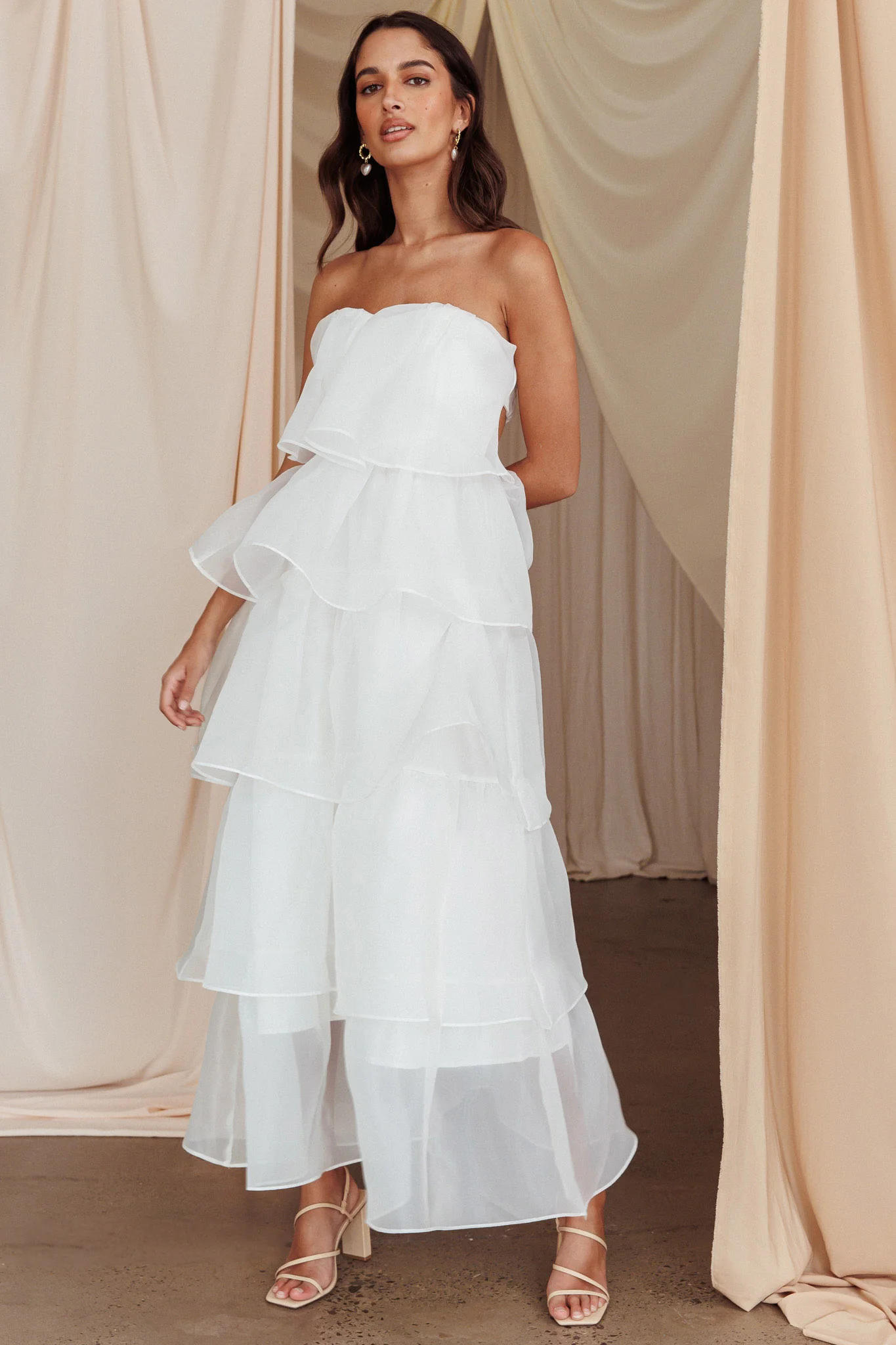 Behati Tiered Layer Midi Dress White - Image 6