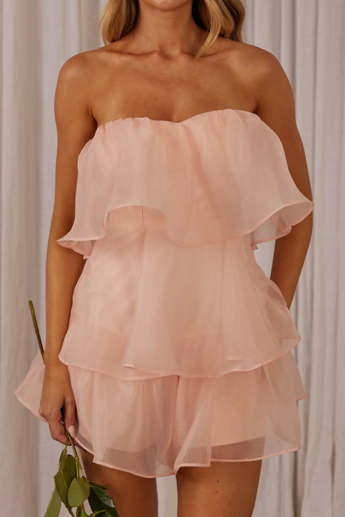 Behati Tiered Layer Romper Pink - Image 5