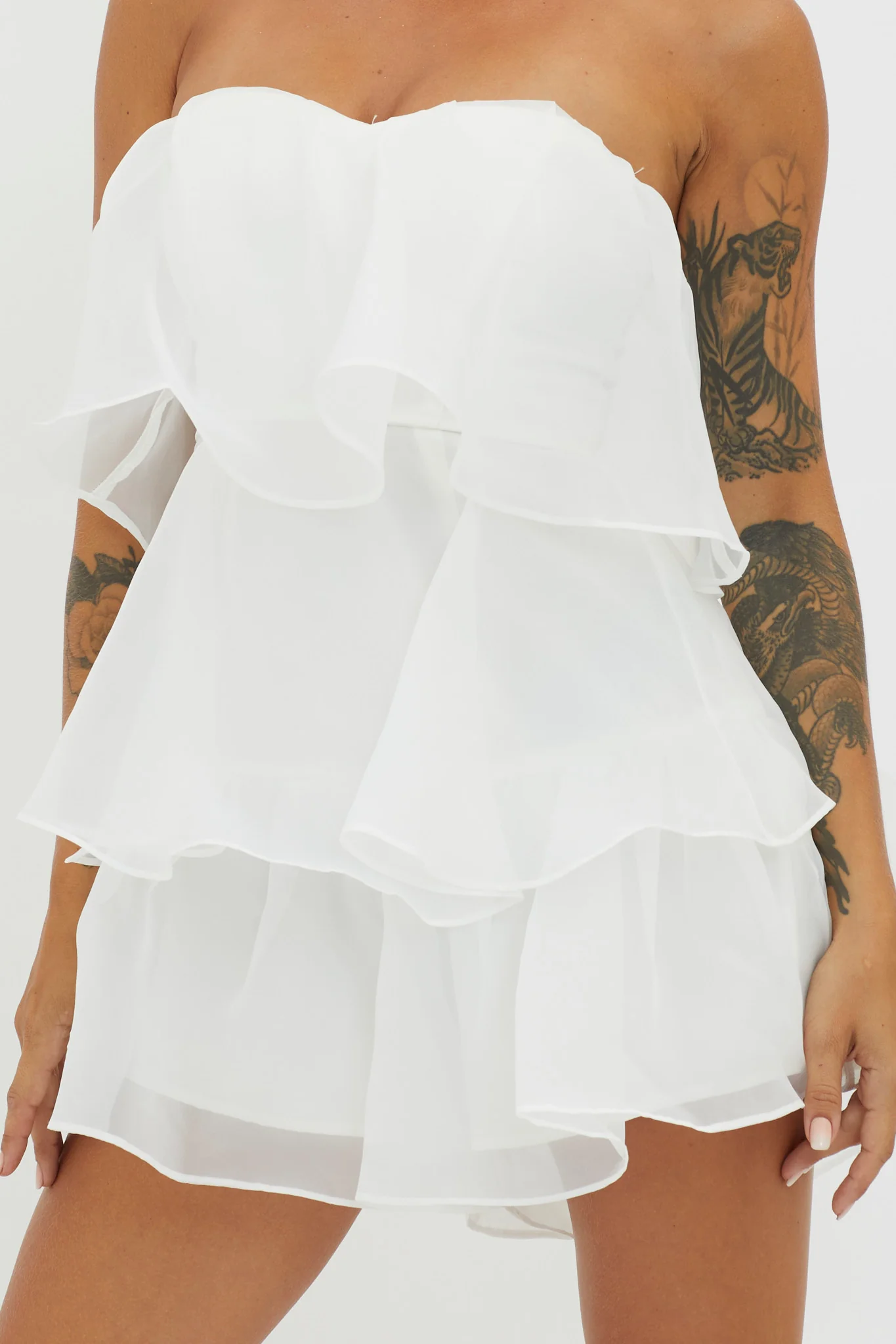 Behati Tiered Layer Romper White - Image 4