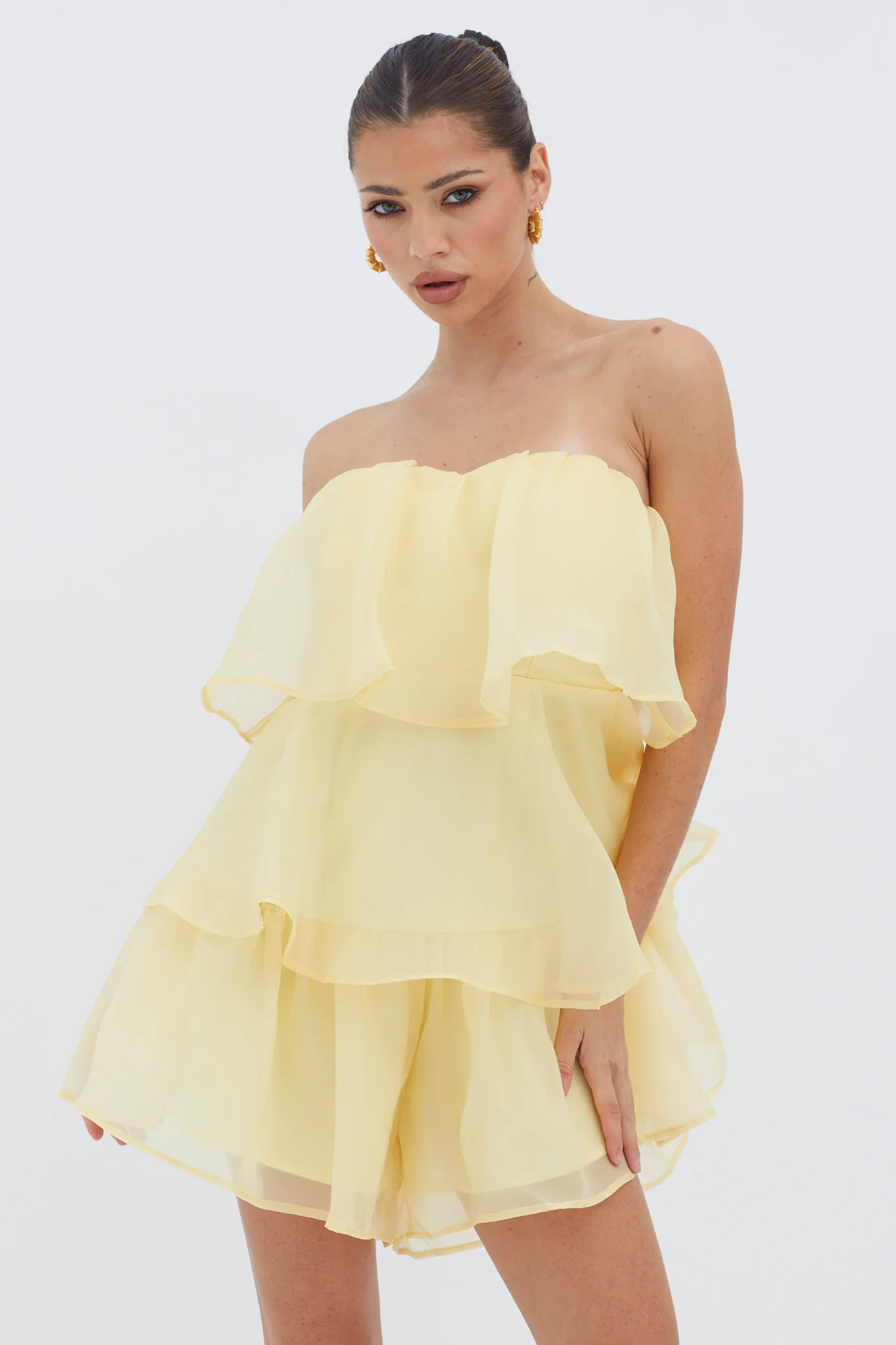 Behati Tiered Layer Romper Yellow - Image 5