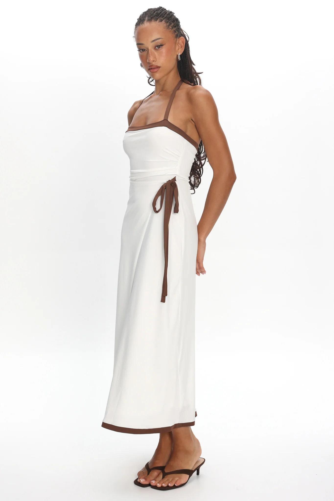 Belira Wrap Front Midi Dress Ivory - Image 4