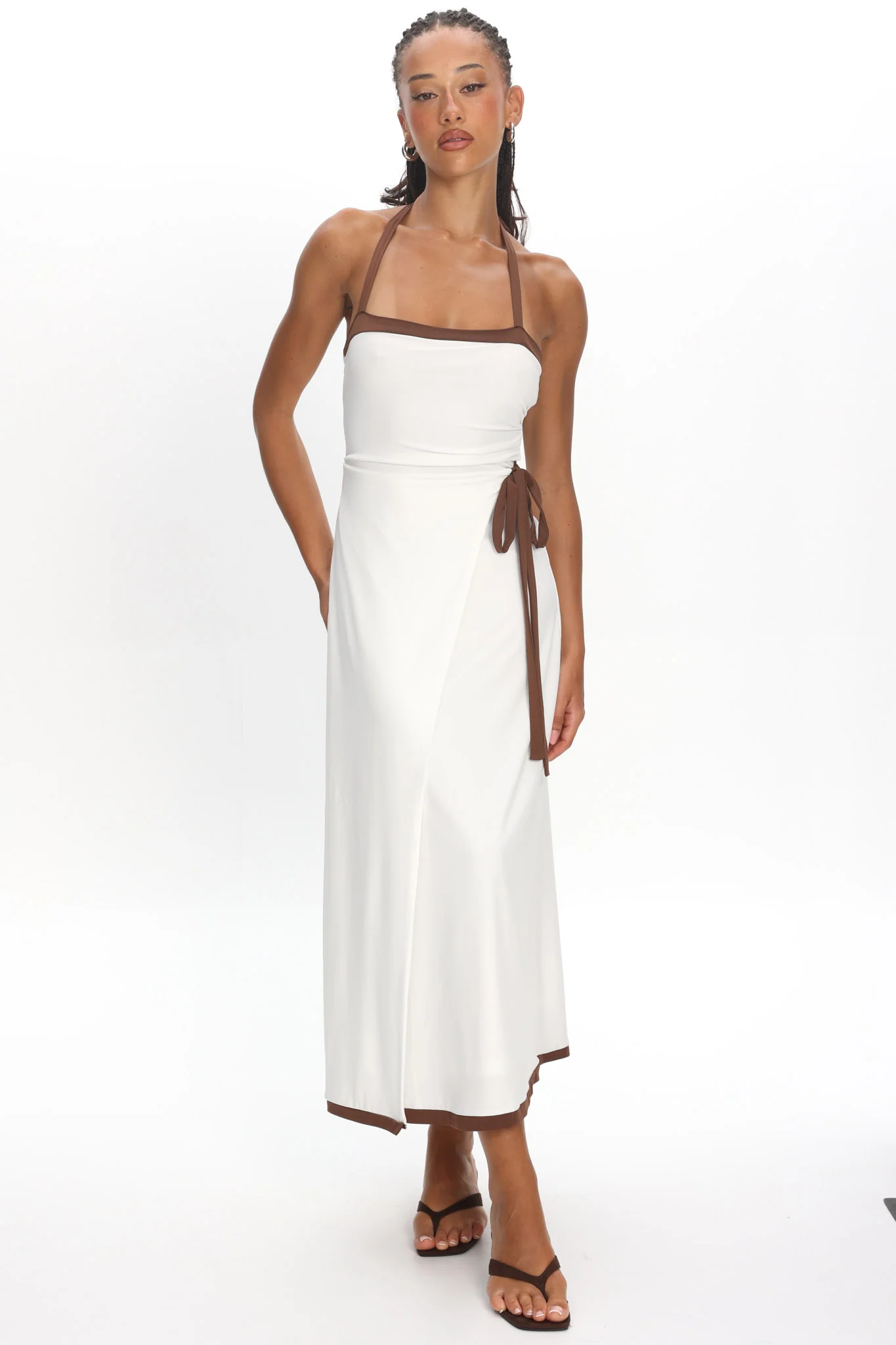 Belira Wrap Front Midi Dress Ivory - Image 5