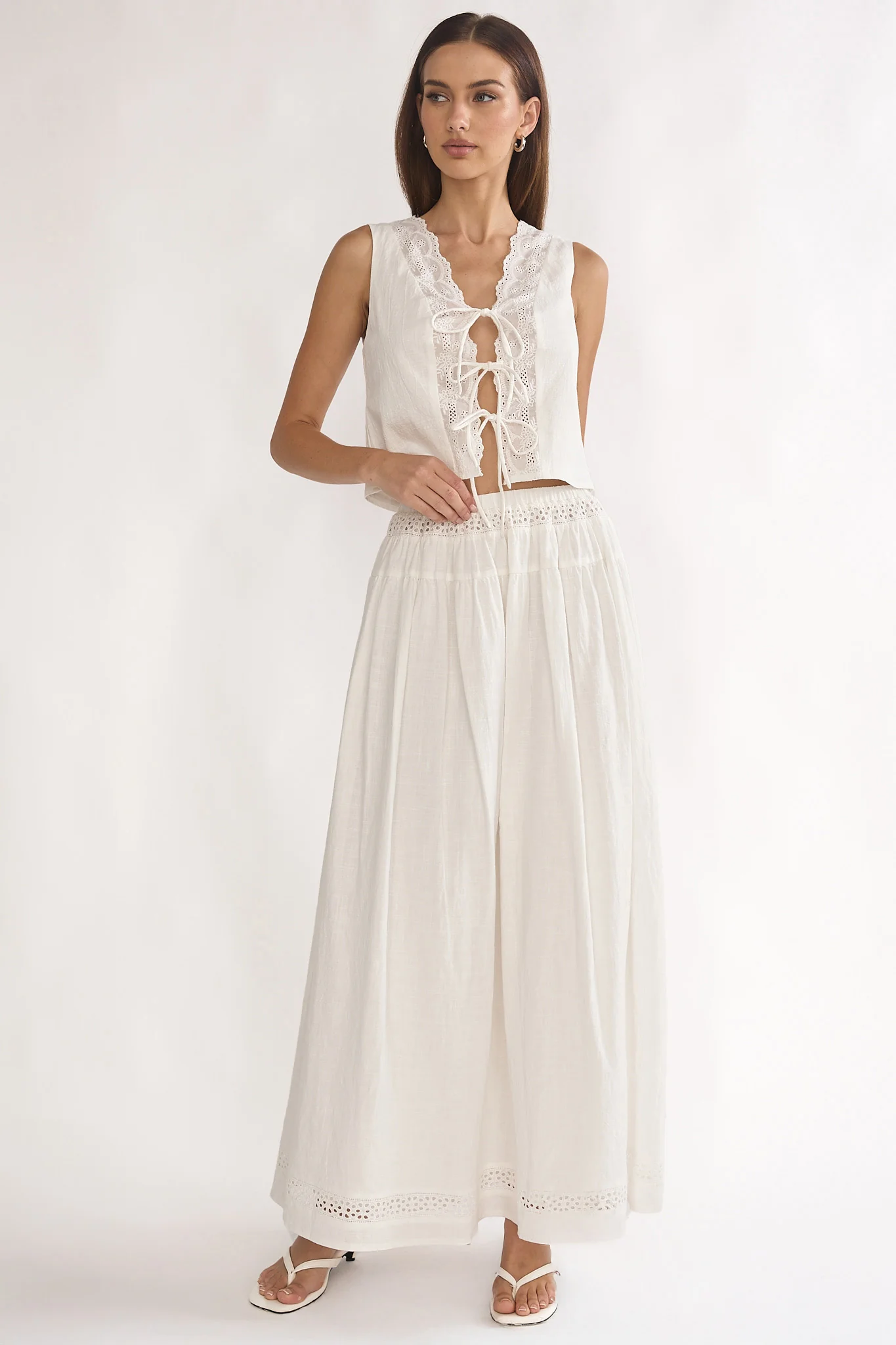 Beliza Lace Trim Skirt White