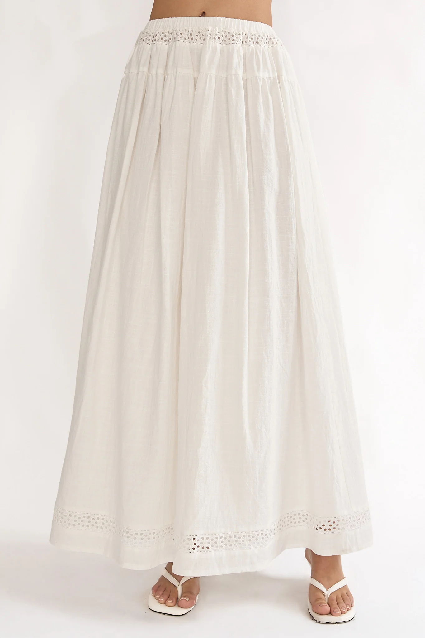 Beliza Lace Trim Skirt White - Image 4