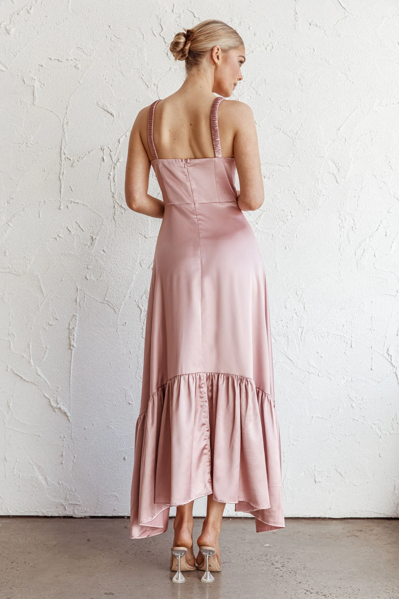 Belle De Jour Flounce Hem Midi Dress Blush - Image 2