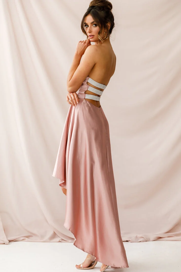 Belle Strapless High-Low Hem Dress Mocha - Image 3