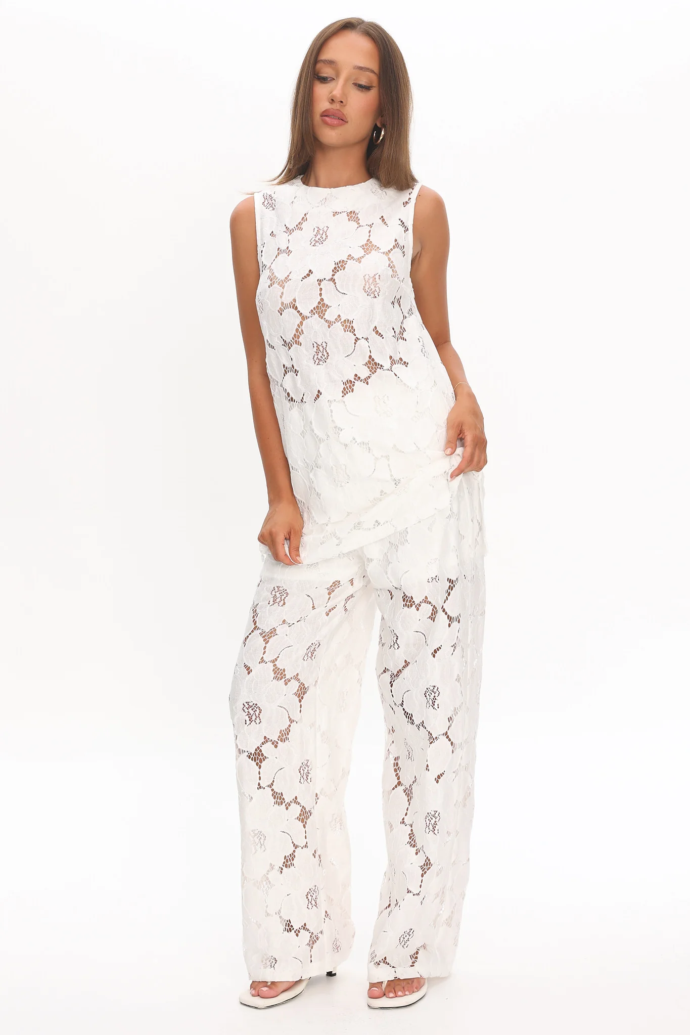 Belmara 3D Floral Lace Pants White - Image 2