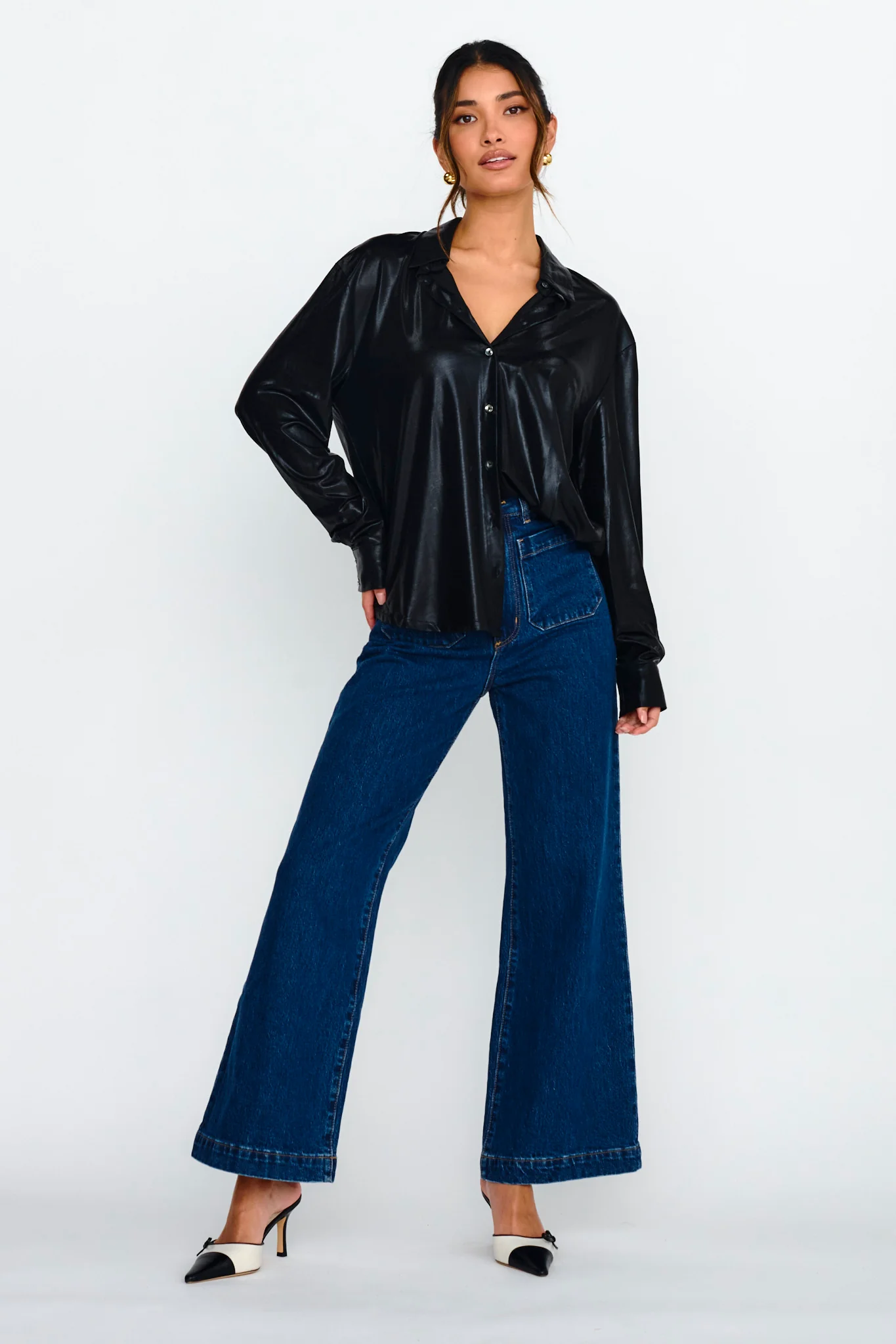 Benni Long Sleeve Button-Up Shirt Black - Image 3