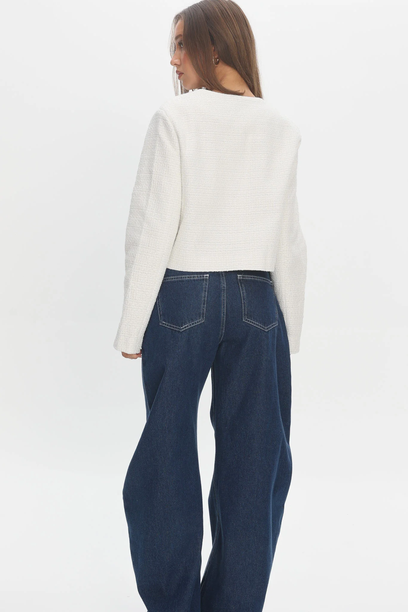 Beverly Hills Cropped Jacket Tweed White - Image 3