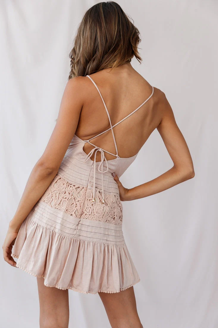 Bianca Fluted Hem Tie-Back Dress Stone - Image 3