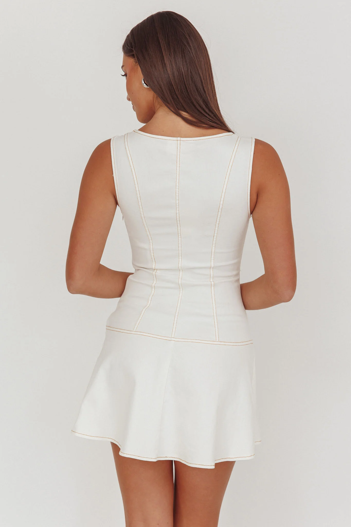 Big Plans Button Front Mini Dress White - Image 2